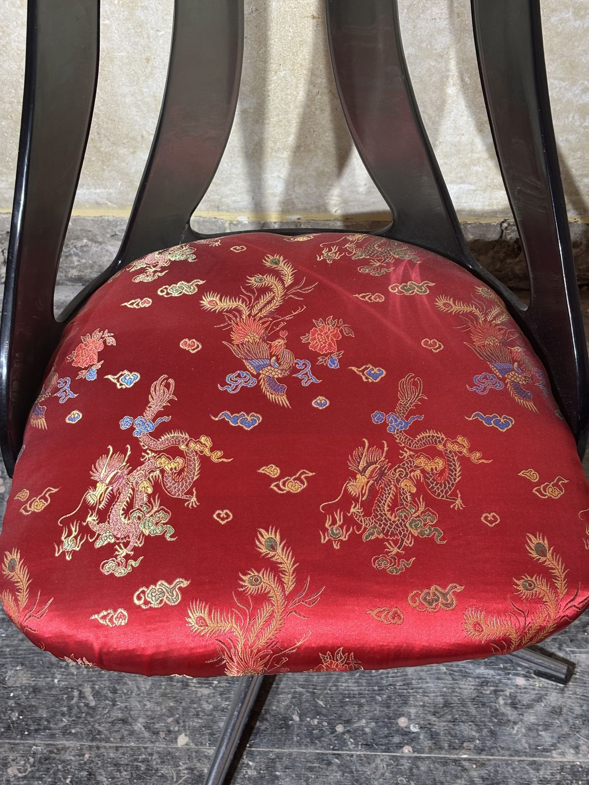 1960s Swivel Dining Chair Perspex Back And Oriental Silk Upholstery photo for sale