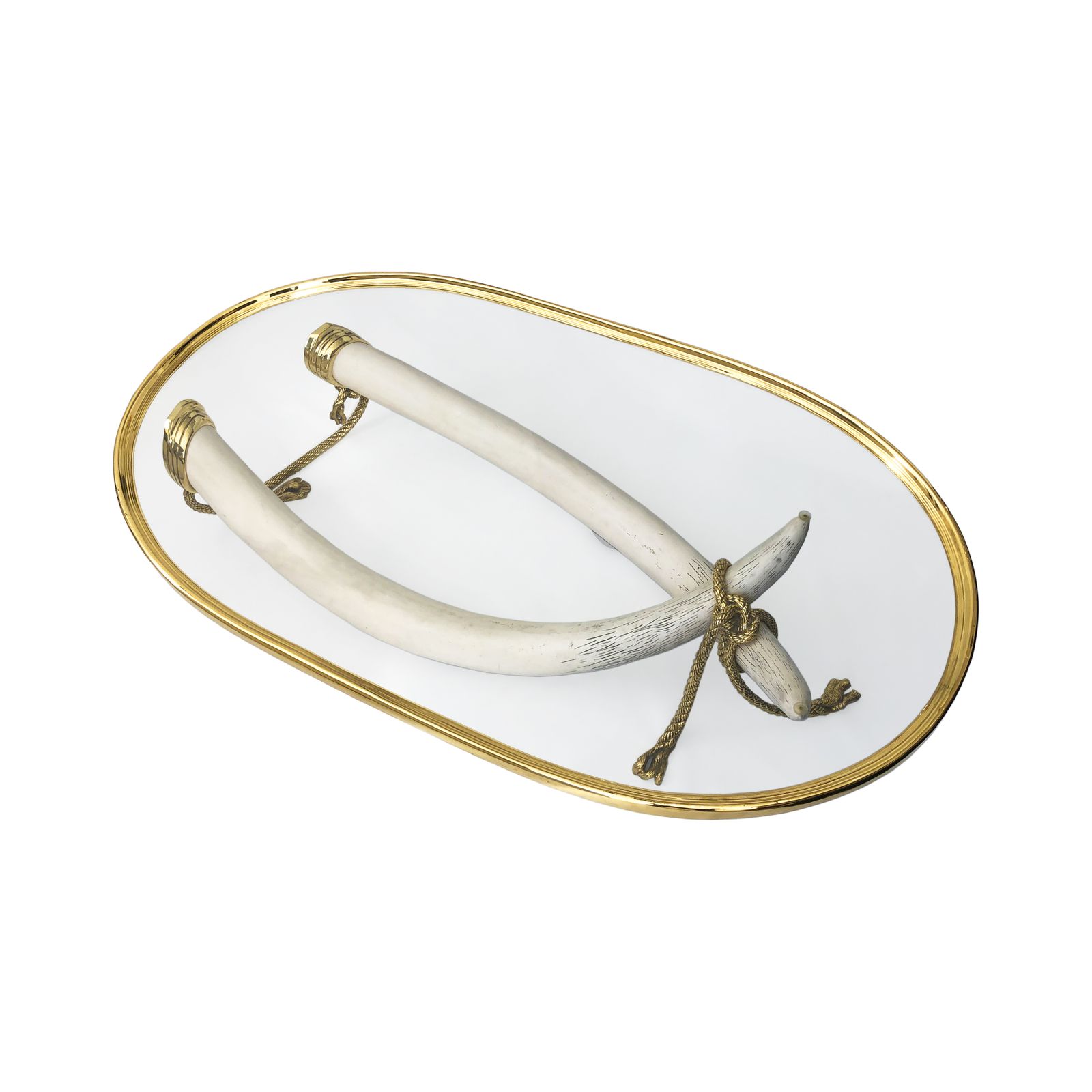 Xl Valenti Faux Tusk Coffee Table Spanish 1970s Hollywood Regency Midcentury Glass Brass Gold photo Furniture