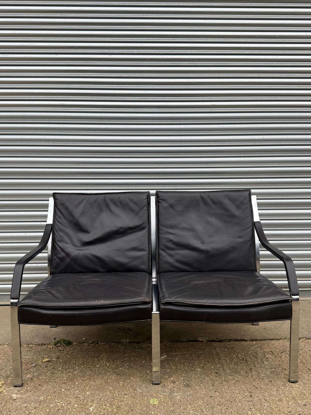 Steel & Leather Sofa By Preben Fabricius For Walter Knoll