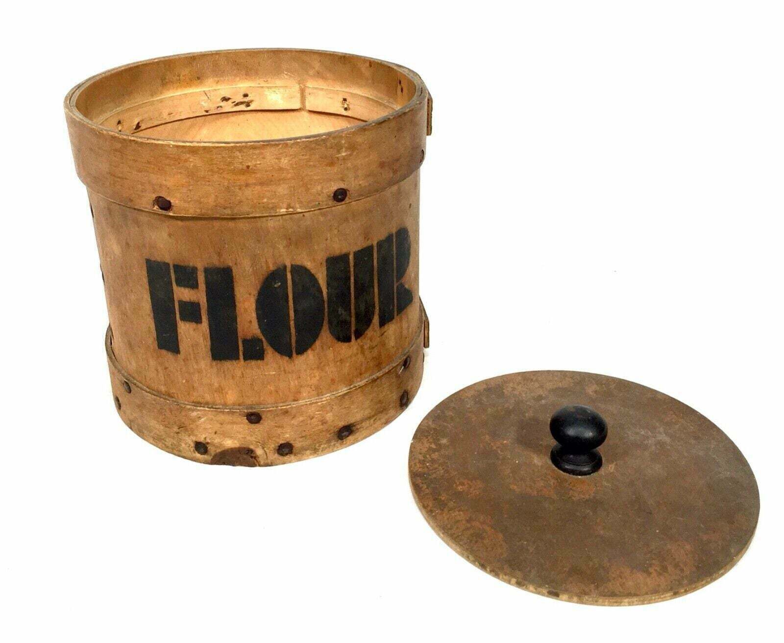 photo for sale Antique Kitchenalia   Vintage Bentwood Tabletop Flour Drum Box / Country Kitchen