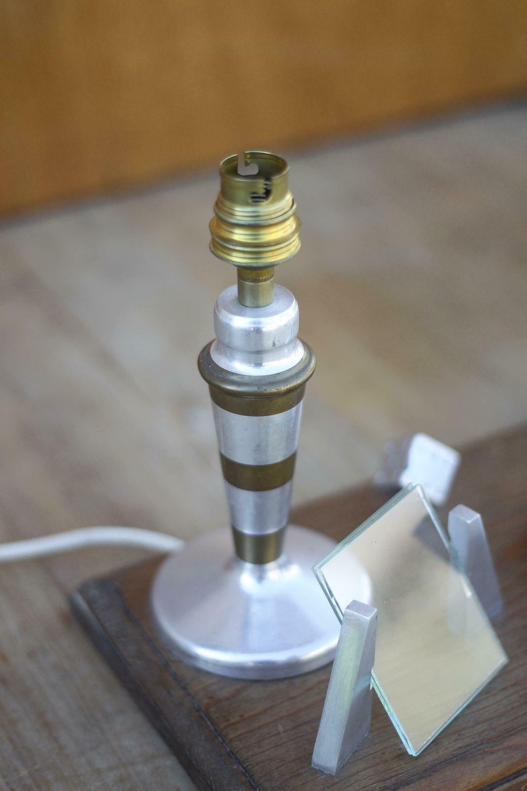 Desk Lamp With Photo Holder And Pen Holder, Aluminum And Brass Lamp, Vintage Lamp photo Lighting