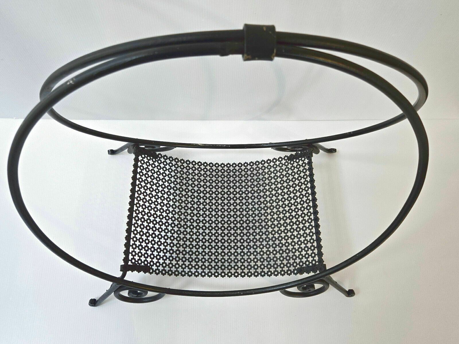 Vintage Log Holder 1950 Metal & Black Perforated Metal 50s Rockabilly 1950s photo furniture