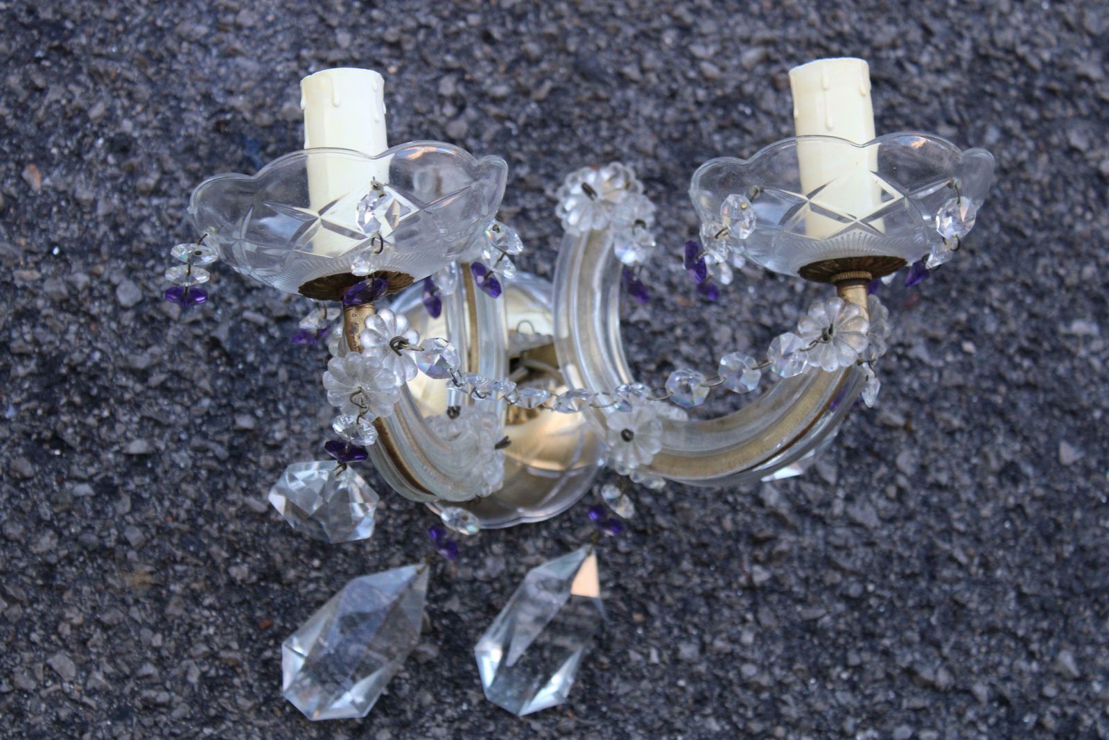 1230.0 Pair Of Maria Theresa Mid Century Crystal Wall Lamps photo