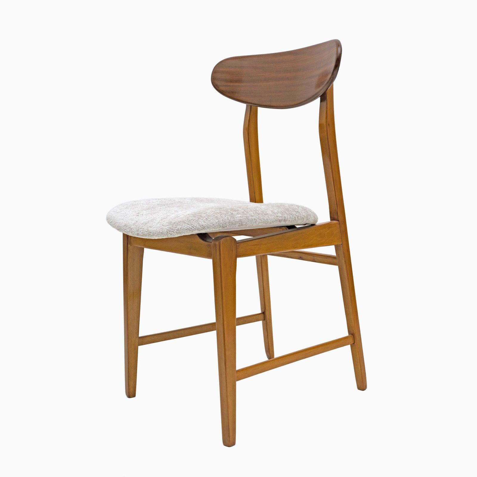 Set Of Six Teak Wood And Bouclè Fabric Dining Chairs, Denmark, 1960s photo furniture