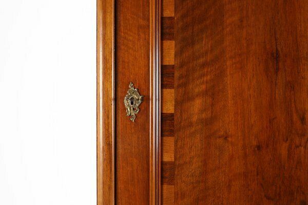 Antique Wooden Cabinet With Inlay And Bronze Decorations, 1860 photo furniture