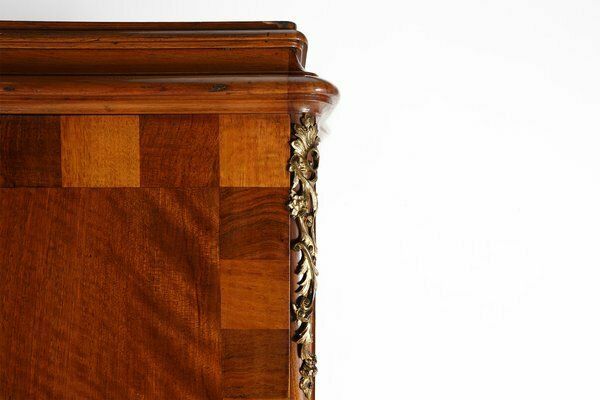 Antique Wooden Cabinet With Inlay And Bronze Decorations, 1860 photo for sale