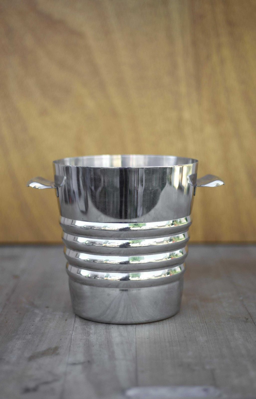 Art Deco Style Champagne Bucket, Vintage Stainless Steel Champagne Bucket, Tableware, Made In France, Bucket photo furniture