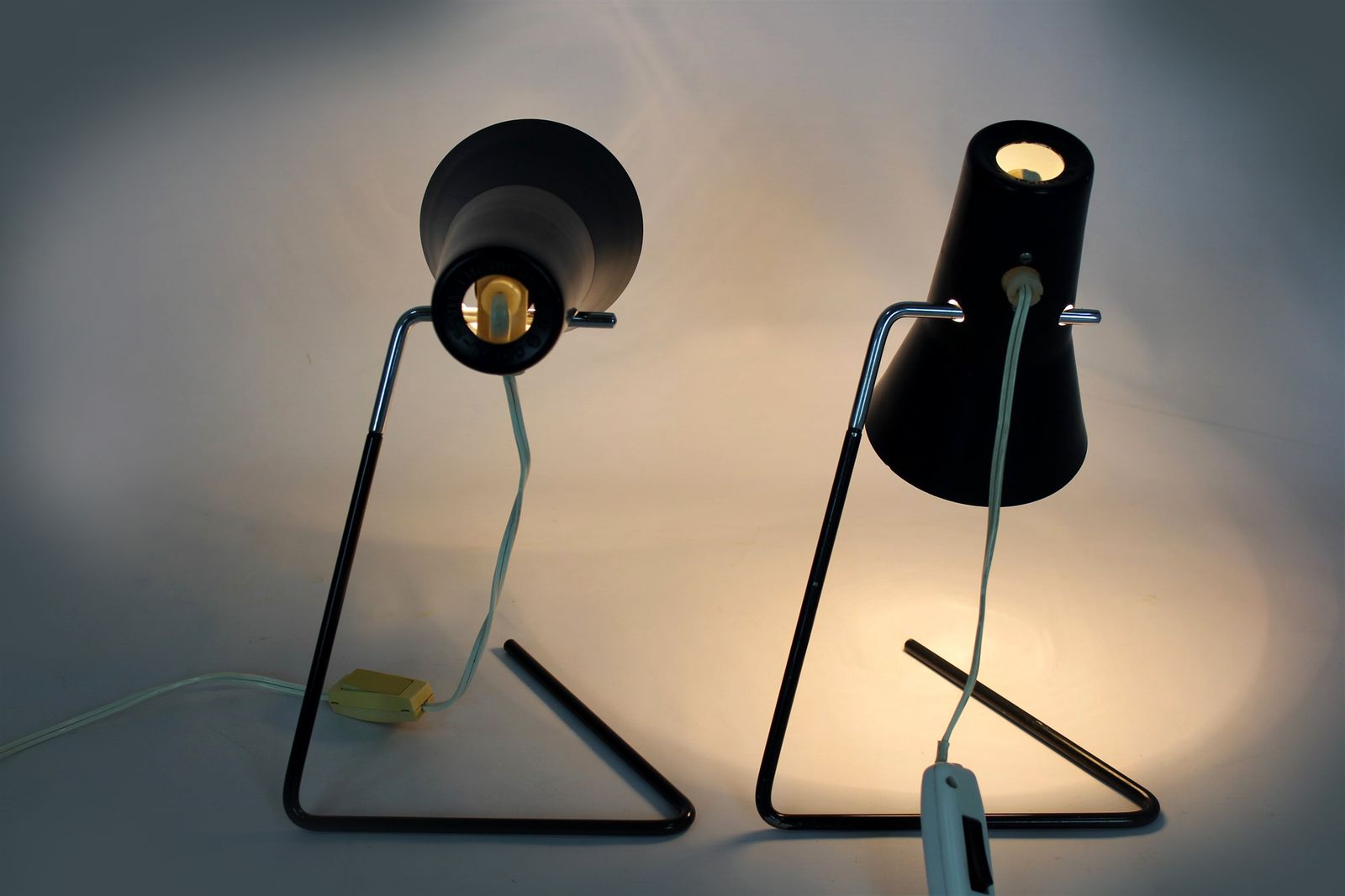 photo vinterior Black Table Lamps By Josef Hurka For Drupol, 1960s, Set Of 2