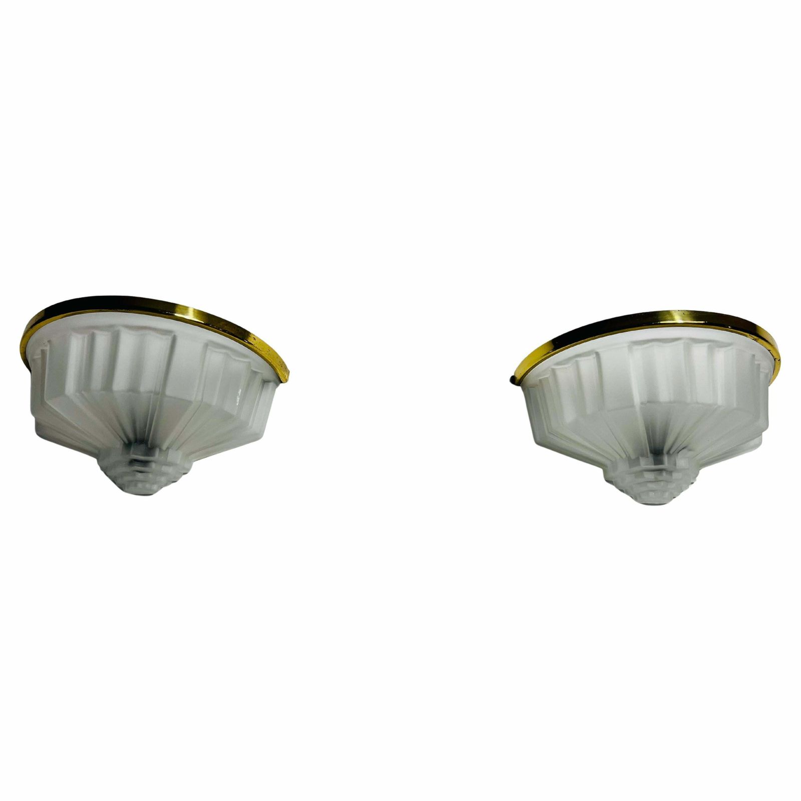 Pair Of French Brass And Aluminium Art Deco Sconces, France, 1940s