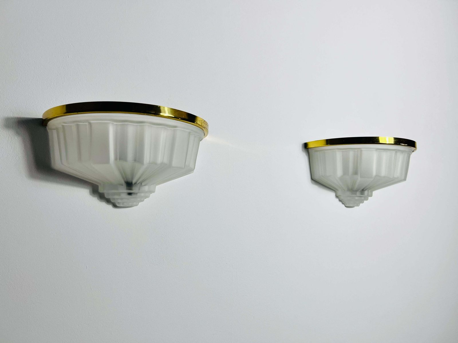 Pair Of French Brass And Aluminium Art Deco Sconces, France, 1940s photo buy