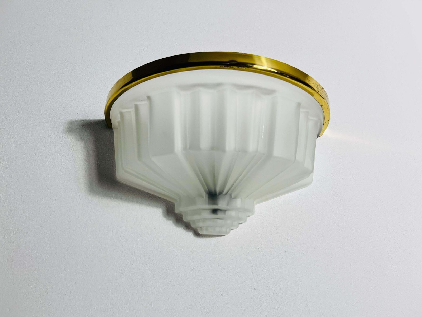 photo for sale Pair Of French Brass And Aluminium Art Deco Sconces, France, 1940s