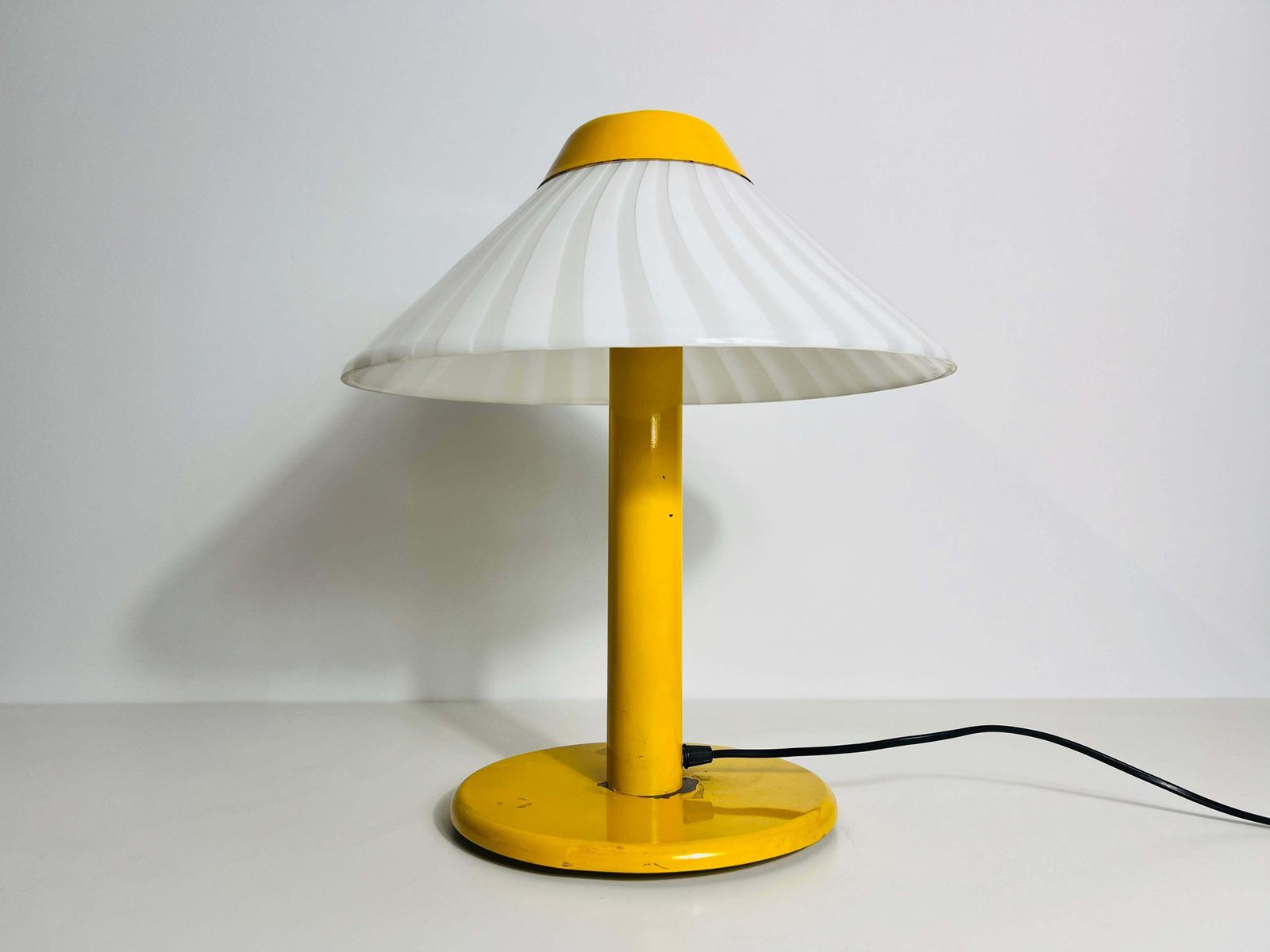 Heavy Yellow Metal And Glass Table Lamp, 1960s, Italy photo 777.0