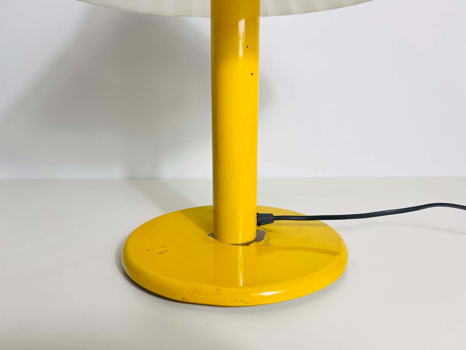 photo for sale Heavy Yellow Metal And Glass Table Lamp, 1960s, Italy