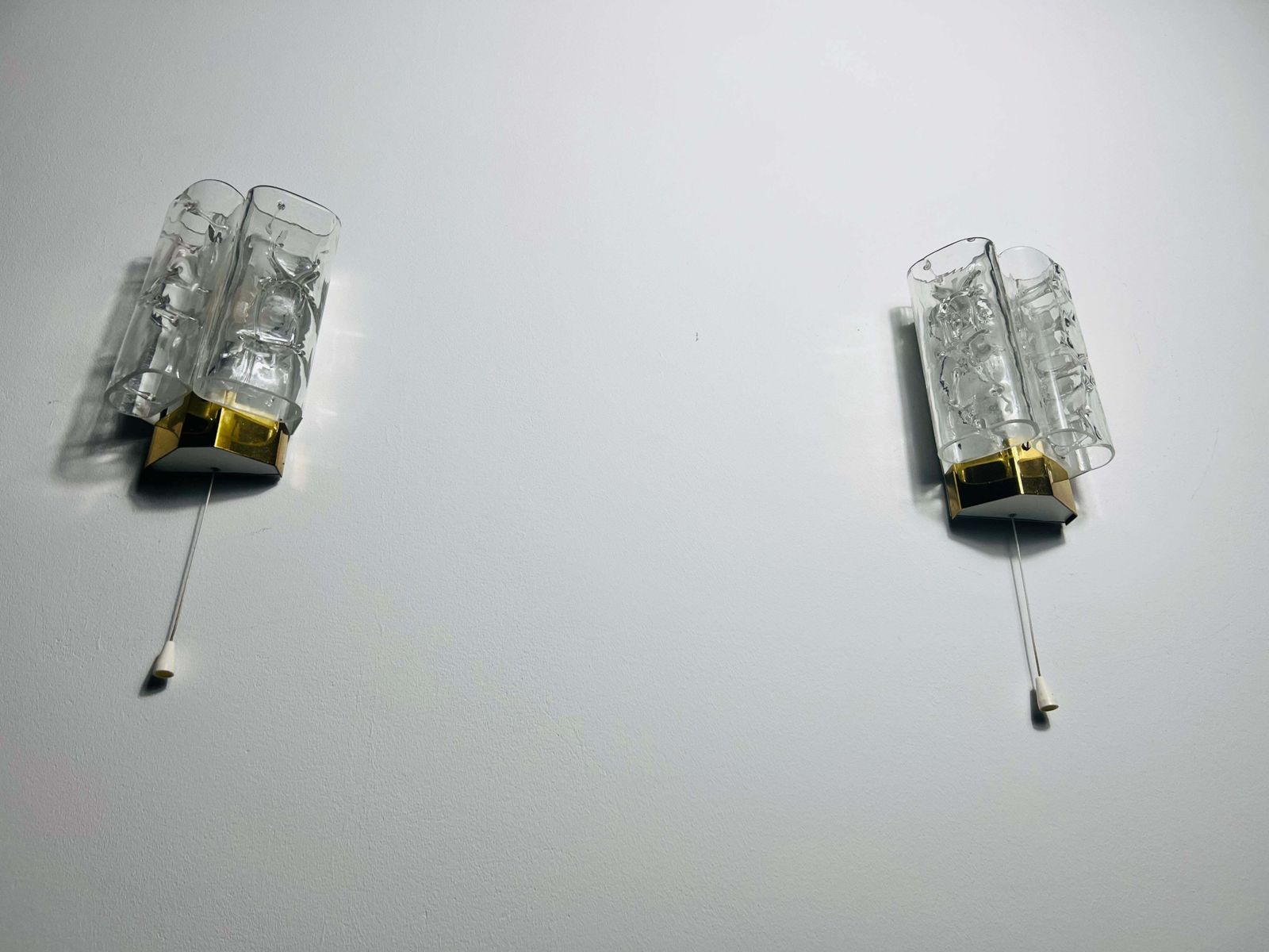 Midcentury Pair Of Blown Glass Wall Lamps By Doria, 1960s photo vintage