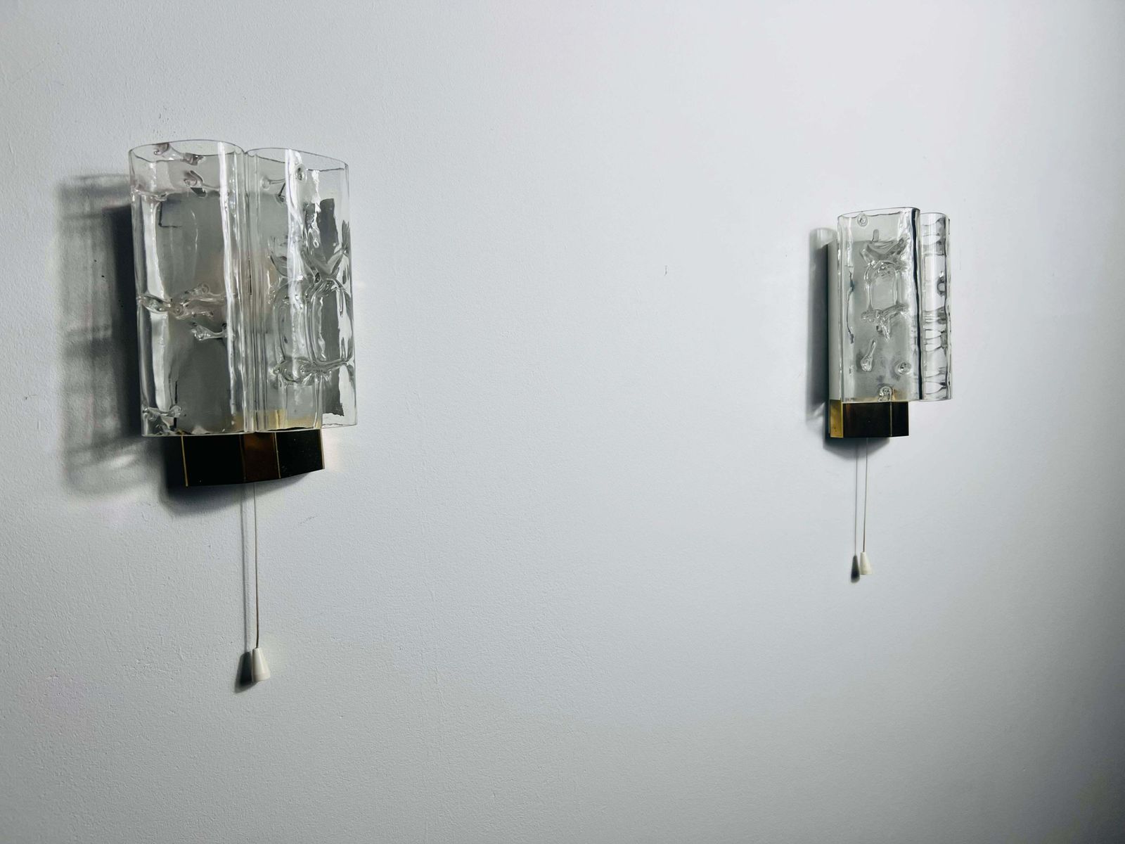 Lighting Midcentury Pair Of Blown Glass Wall Lamps By Doria, 1960s photo