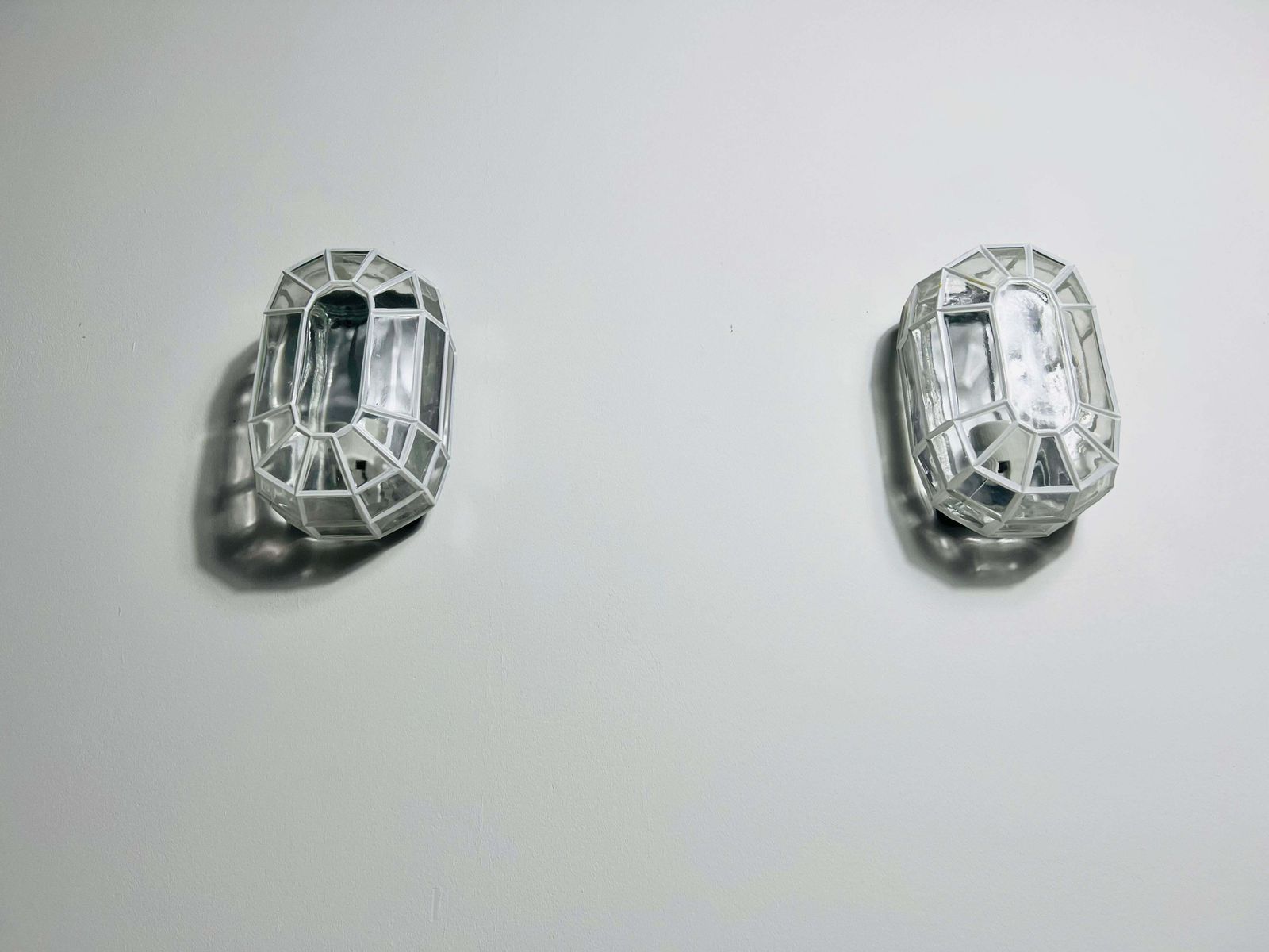 Pair Of Glass Wall Lamps By Glashütte Limburg, 1960s photo Lighting