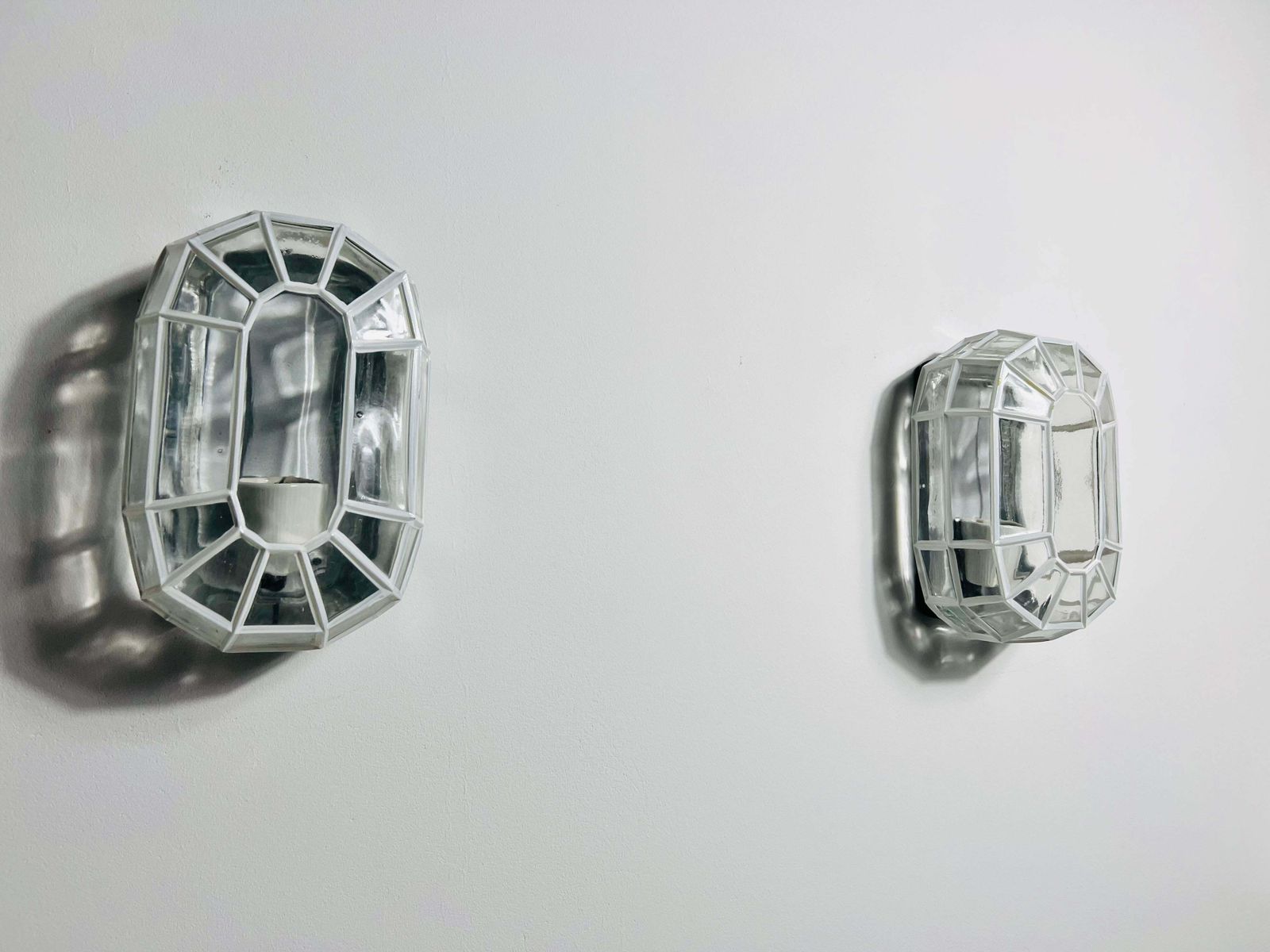 Pair Of Glass Wall Lamps By Glashütte Limburg, 1960s photo vintage