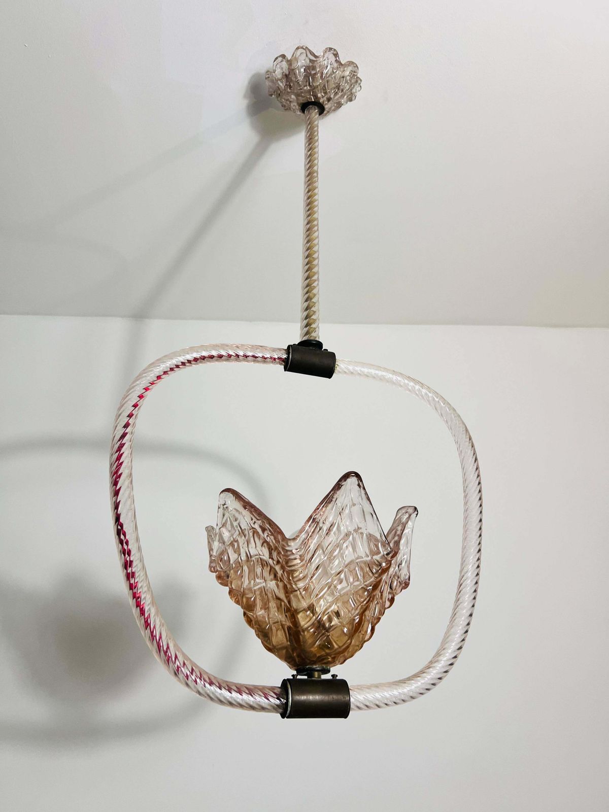 Murano Glass Chandelier By Barovier & Toso, Italy, 1940s photo for sale
