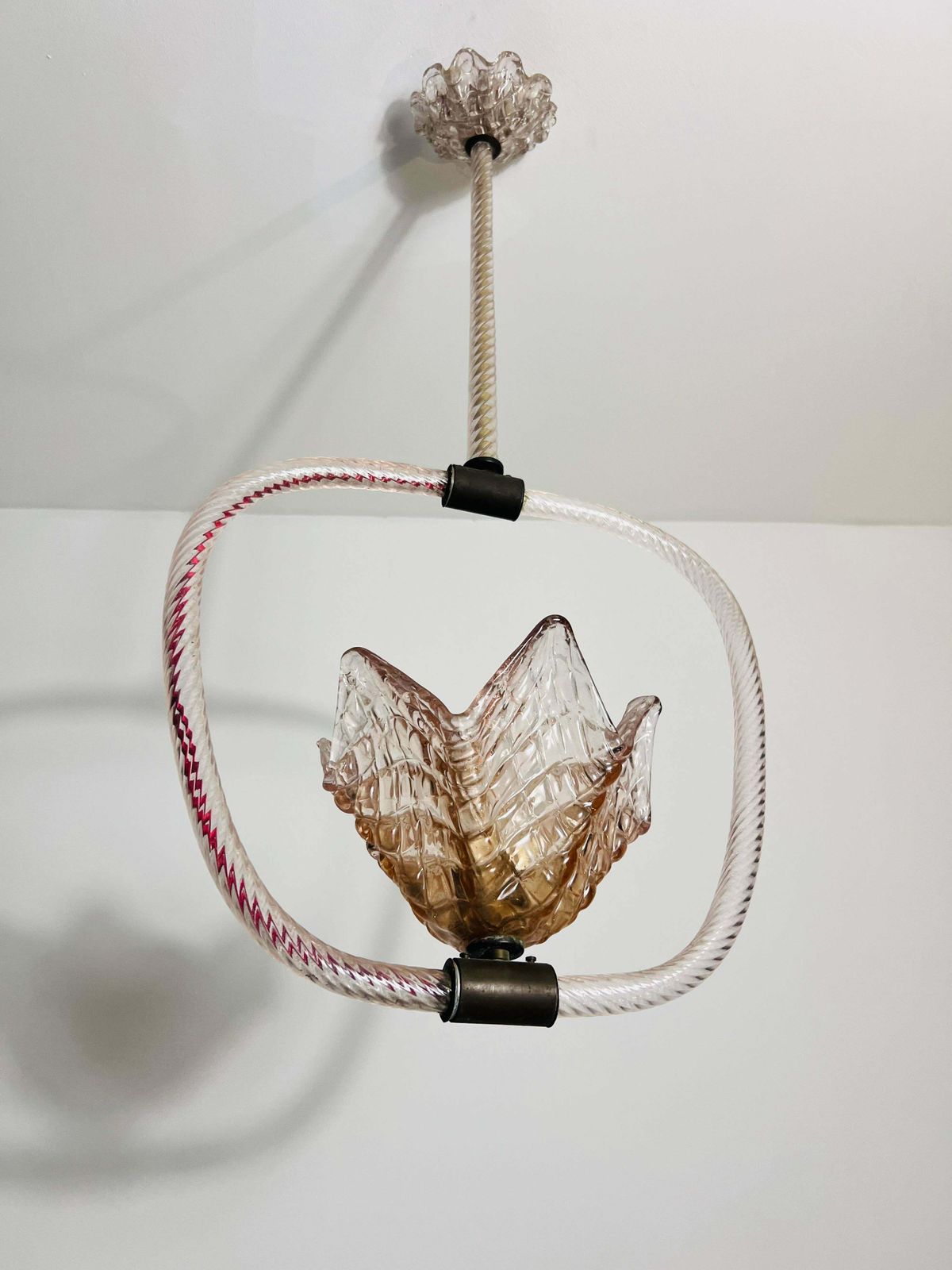 Murano Glass Chandelier By Barovier & Toso, Italy, 1940s photo vintage