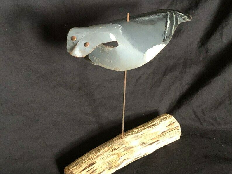 Vintage Wood Pigeon Decoy Folk Art Statue Mid Century photo for sale
