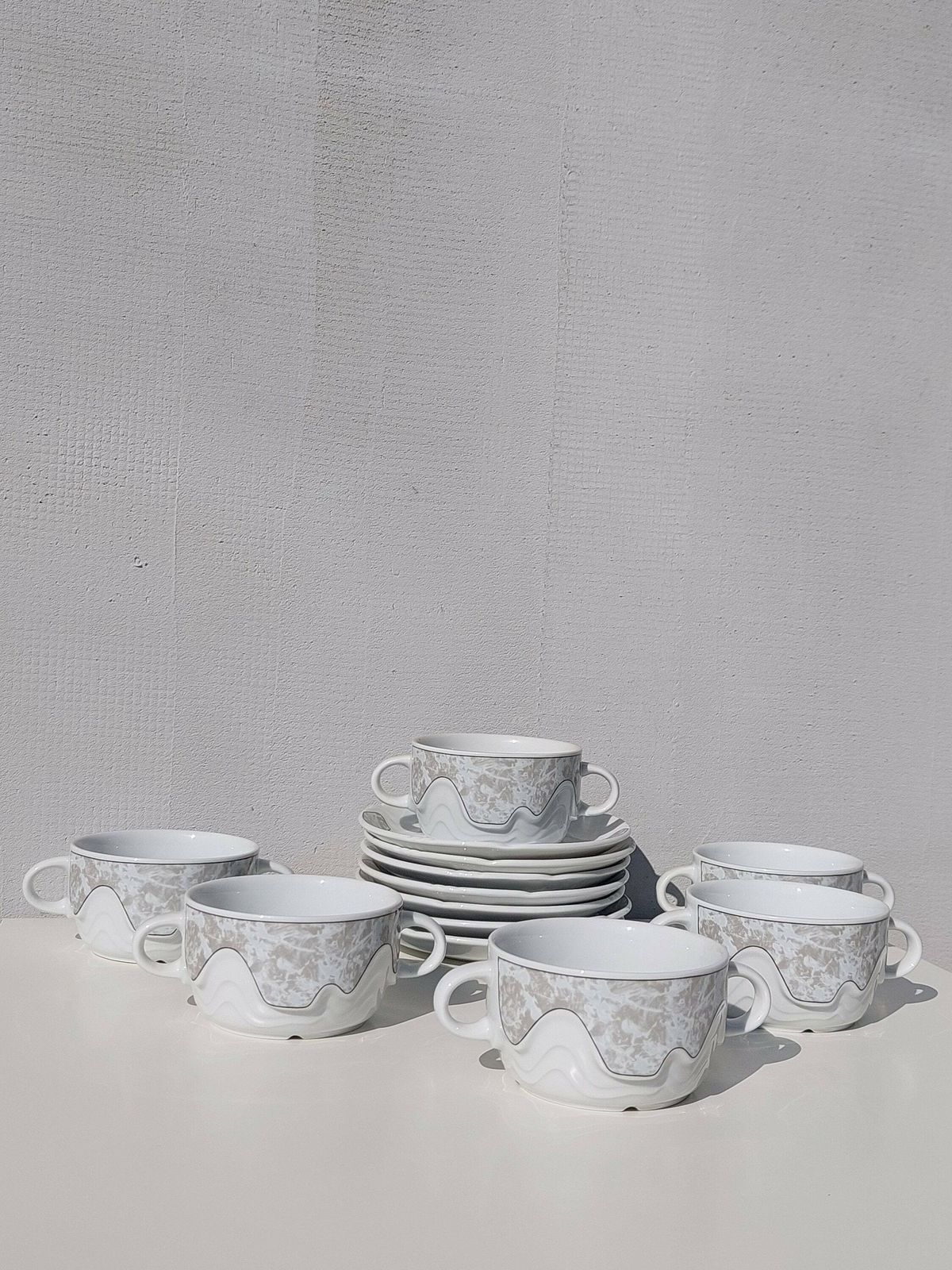 Vintage Soup Bowls With Saucher / Retro Soup Bowls With Saucher / Set Of 6 / Mcm Soup Bowls / Vintage Kitchen / Czech Republic / 80's photo Home Decor