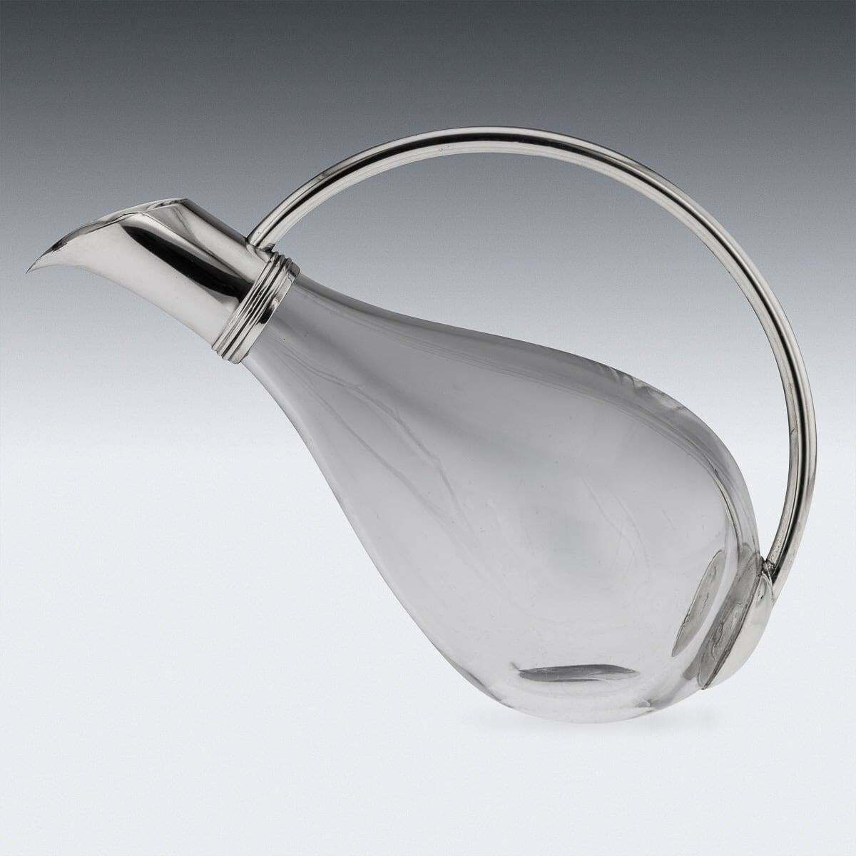 Modern 21st Century British Solid Silver Mounted Glass Wine Jug, Asprey C.2004 photo for sale