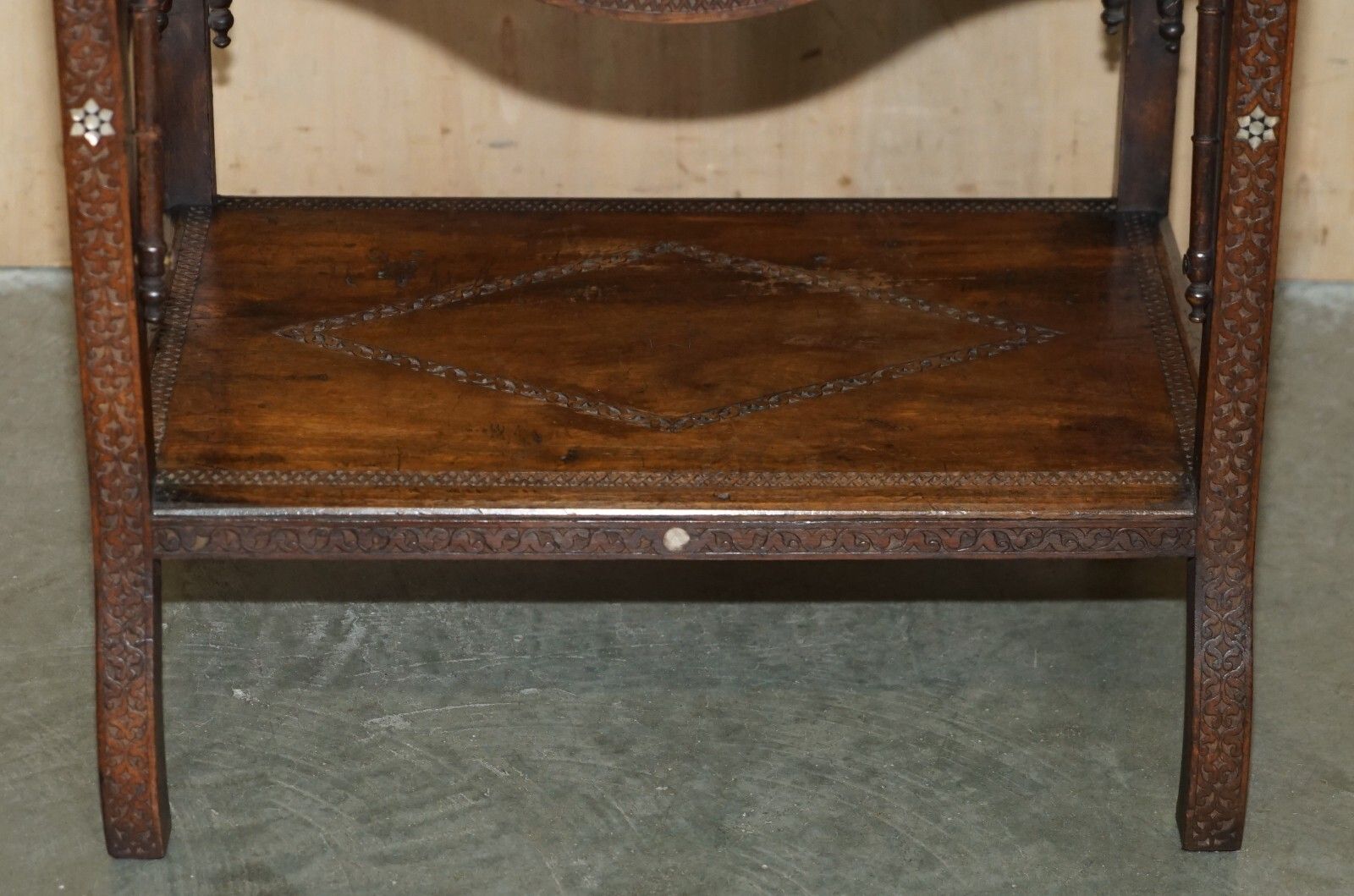 Antique Moroccan Hand Carved Liberty's London Mother Of Pearl Silver Tea Table photo 1950.0