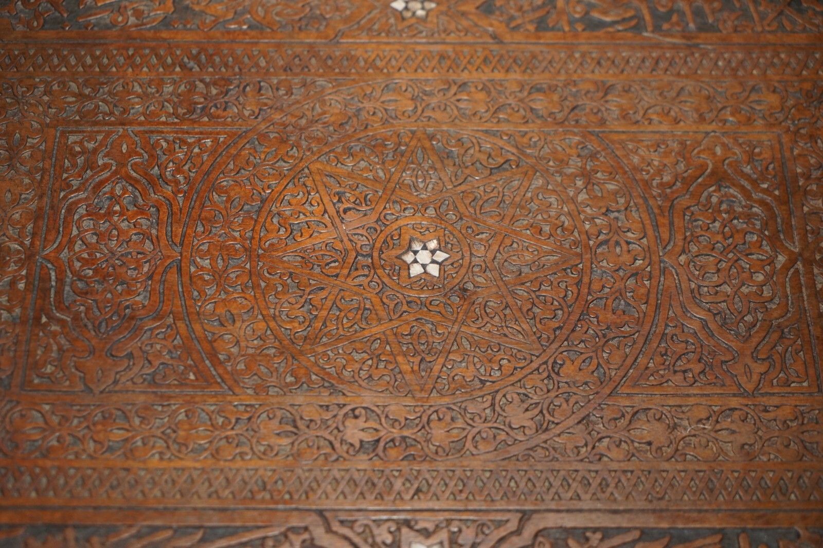 Antique Moroccan Hand Carved Liberty's London Mother Of Pearl Silver Tea Table photo vintage