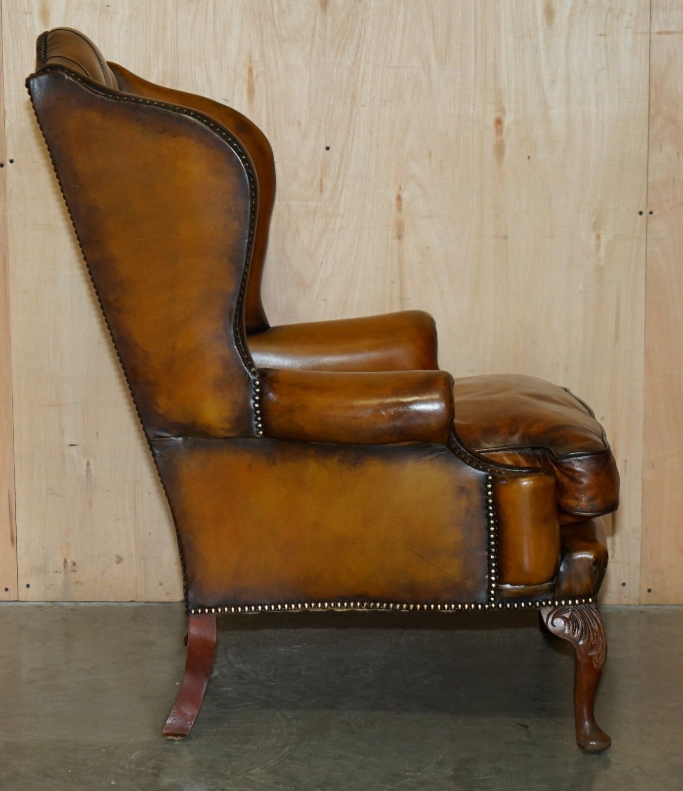 Furniture Fine Restored William Morris Chesterfield Tufted Wingback Brown Leather Armchair photo