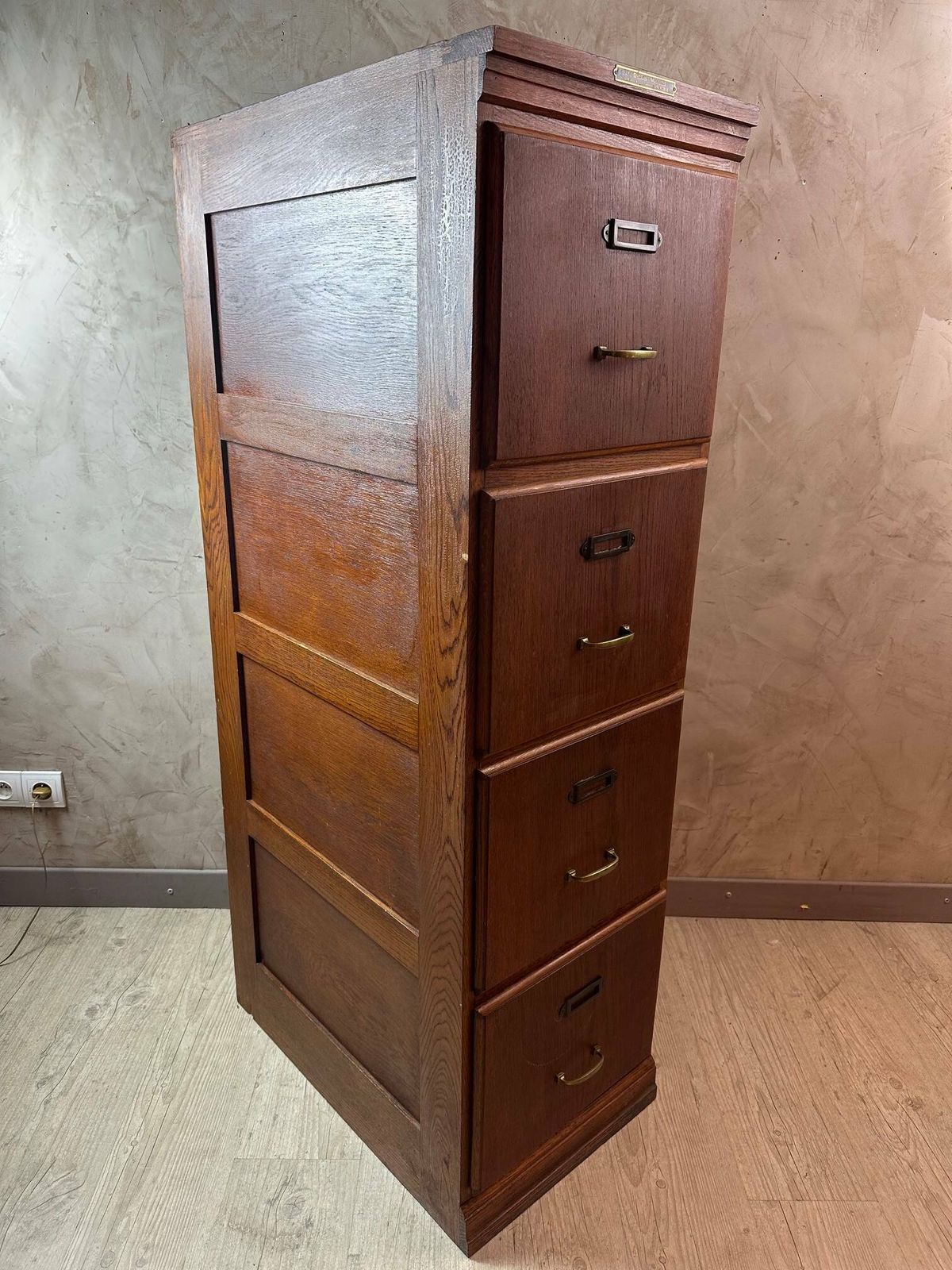 Oak Filing Cabinet, 1920s, Vintage photo furniture