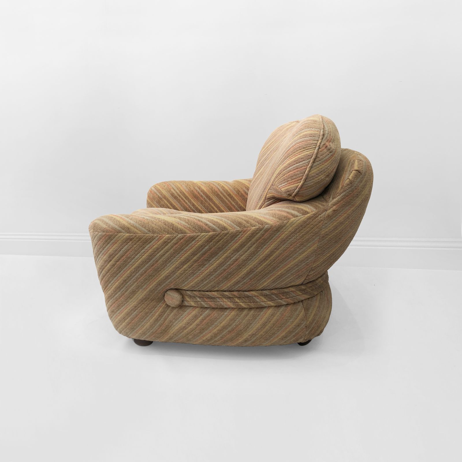 Pastel Striped Italian Zorzi Armchair Mid Century 1970s Vintage Chair Seat photo 1550.0