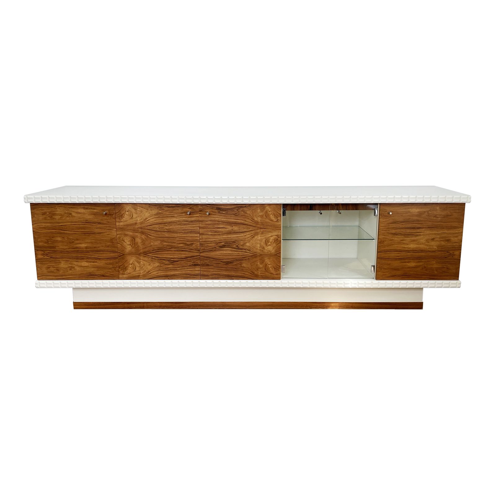 1970s Rosewood And Laminate White East German Sideboard Midcentury Drinks Glass Vintage