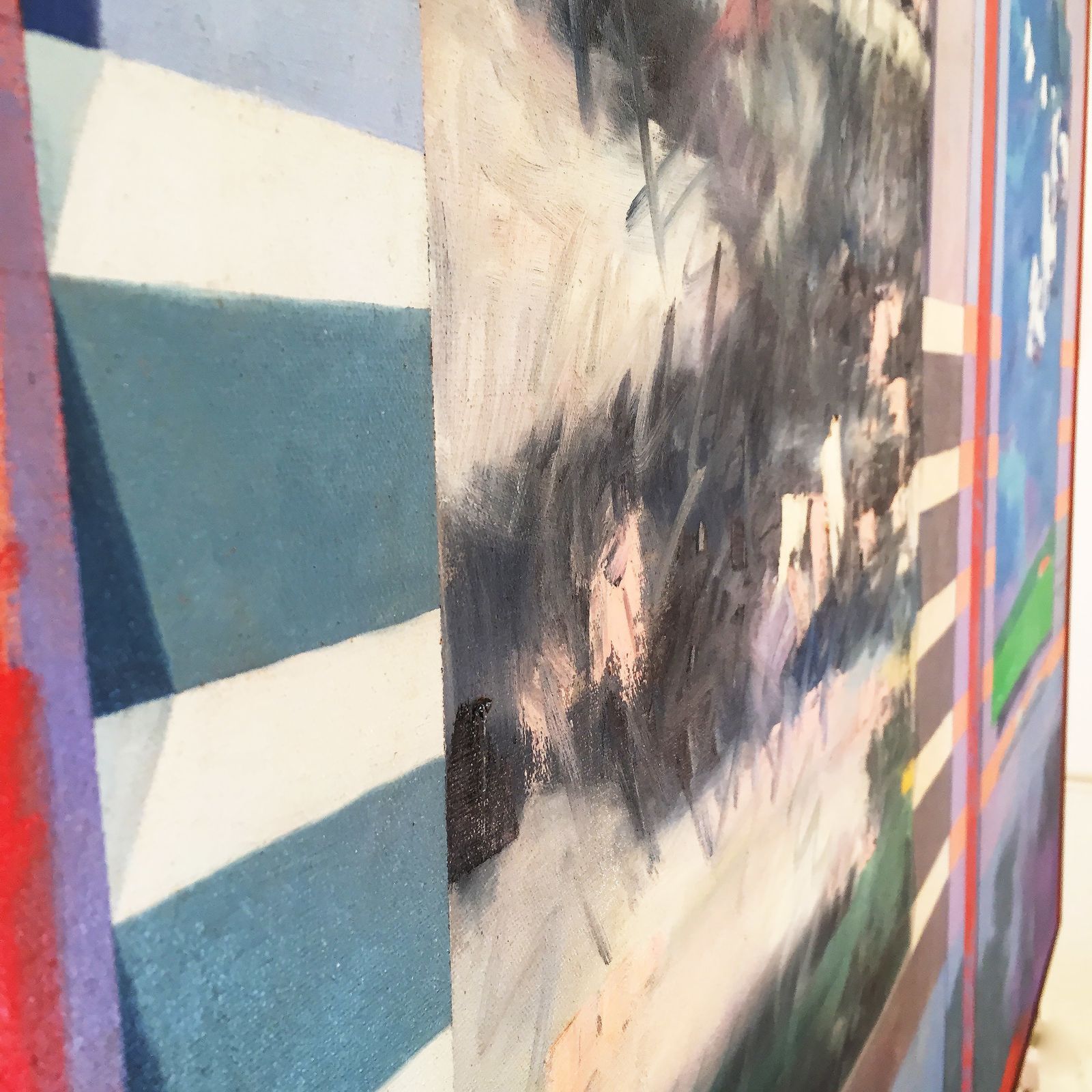 Richard Frank 'Mated Measure' Painting, Oil On Canvas 1980s Miami Palm Springs USA photo for sale
