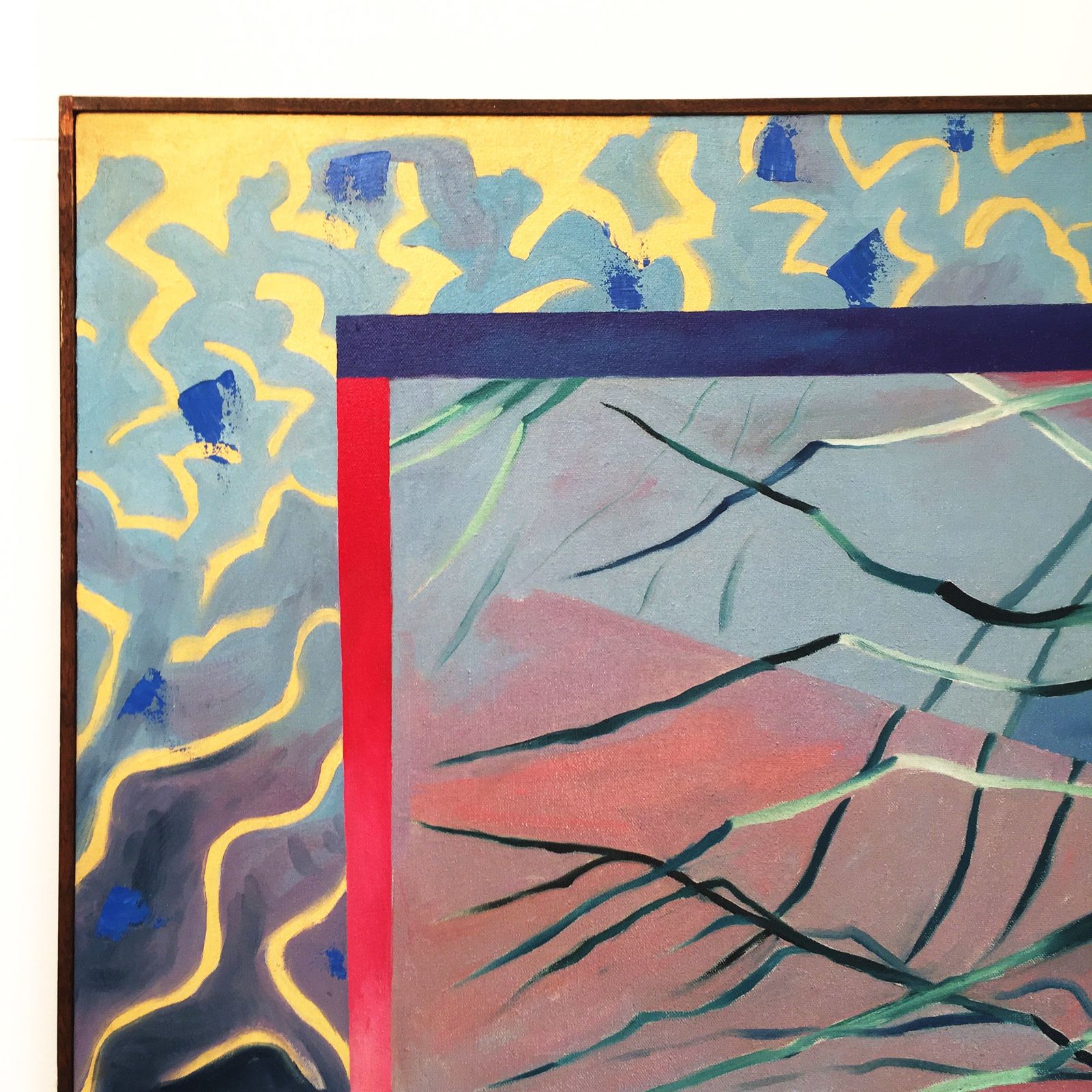 Richard Frank 'Palm's Parade' Painting Art, Oil On Canvas 1980 Memphis Milano Style Regency Hollywood Miami Vice Palm Springs photo vinterior