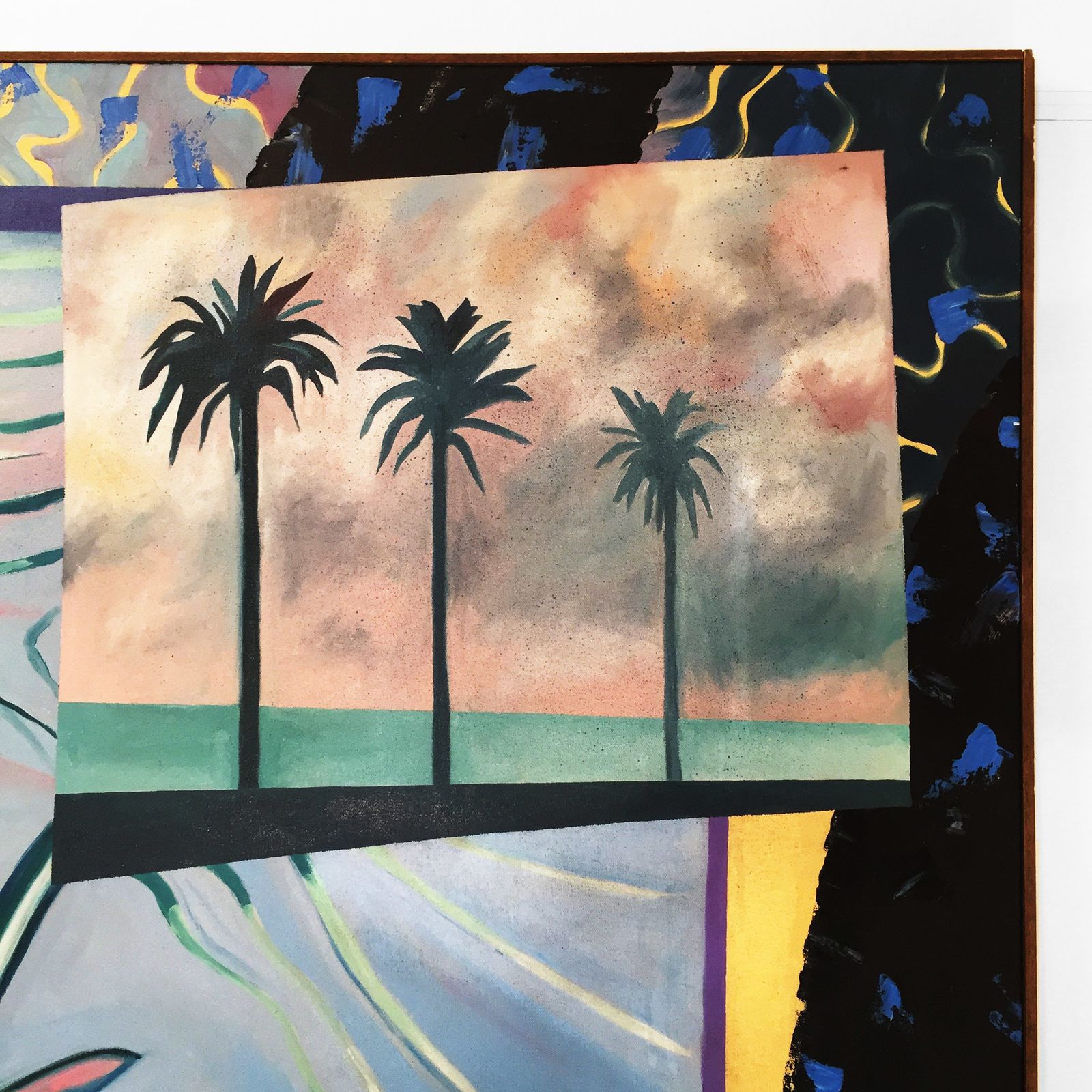 photo furniture Richard Frank 'Palm's Parade' Painting Art, Oil On Canvas 1980 Memphis Milano Style Regency Hollywood Miami Vice Palm Springs