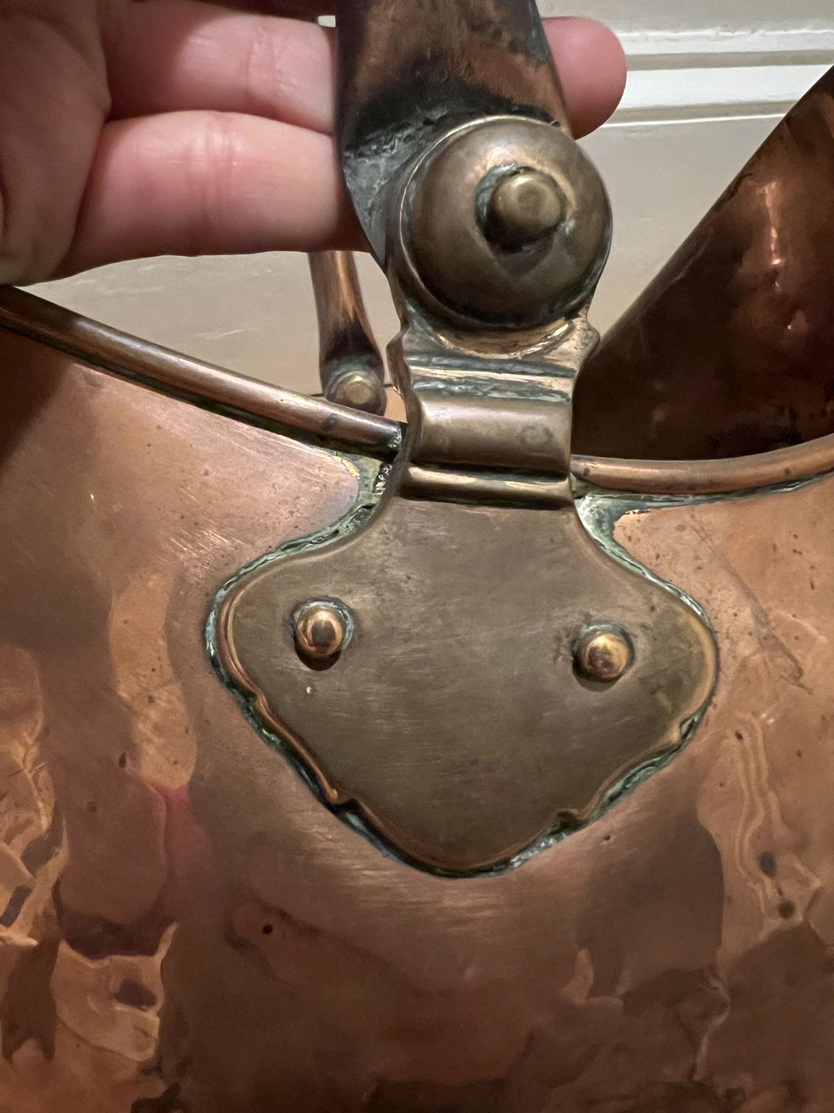 Victorian Era Hammered Copper Helmet Coal Bucket photo for sale