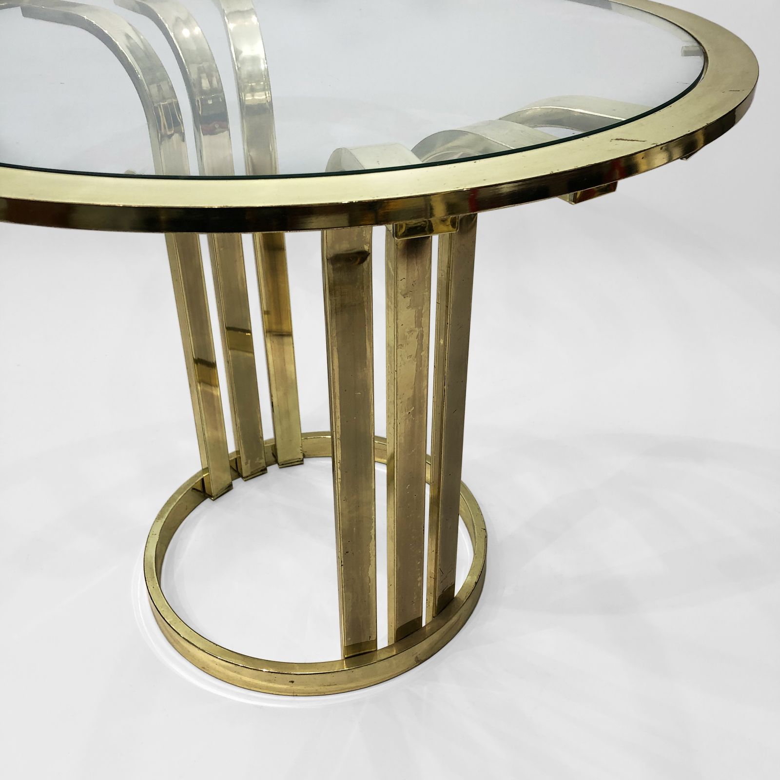 Furniture Brass Plated Art Deco Style Side Table 1970s Glamour Gatsby photo