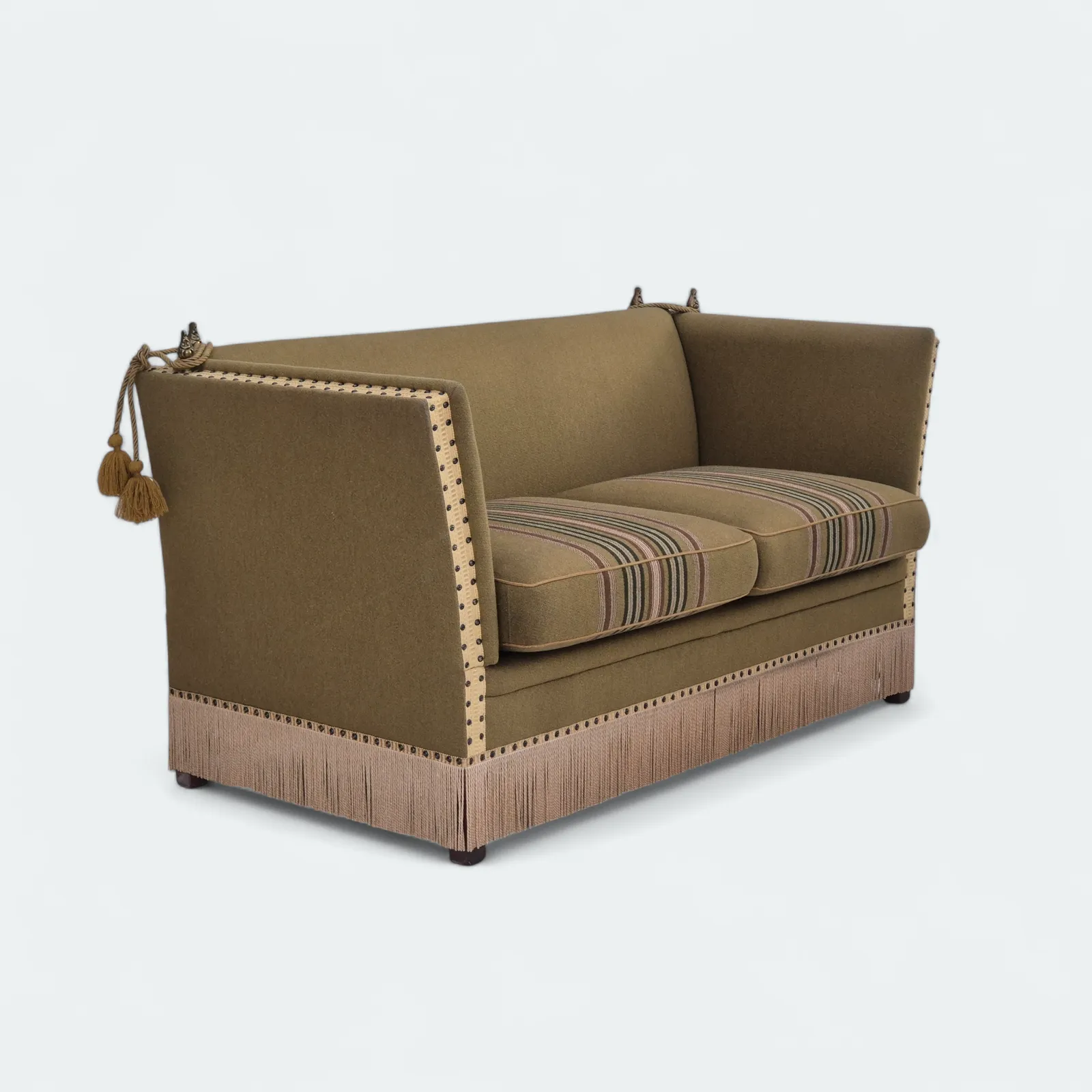 1960s, Danish Velour 2 Seater Drop Arm Sofa, Wool, Original Condition. photo furniture