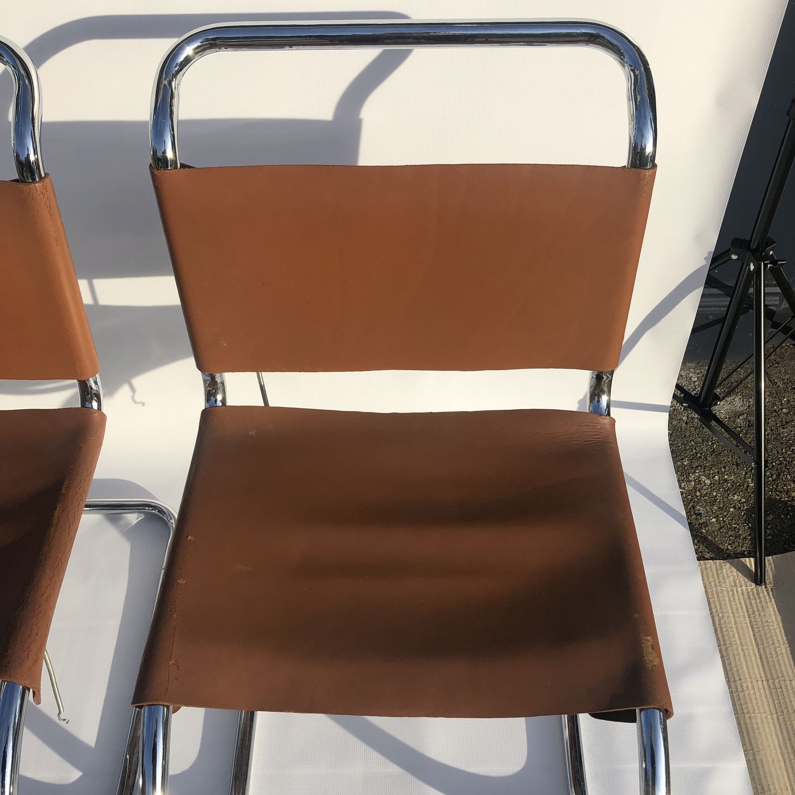 Set Of 4 Ludwig Mies Van Der Rohe Mr10 Dining Chairs Midcentury 1960s Design Classic Cantilever Chrome Leather photo 2250.0