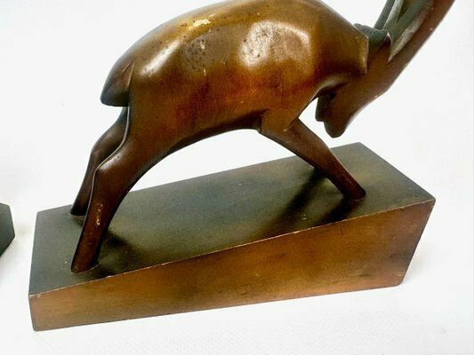 Art Deco Wooden Billy Goat Bookends From Rhön Kunst, 1930s, Set Of 2 photo Home Decor