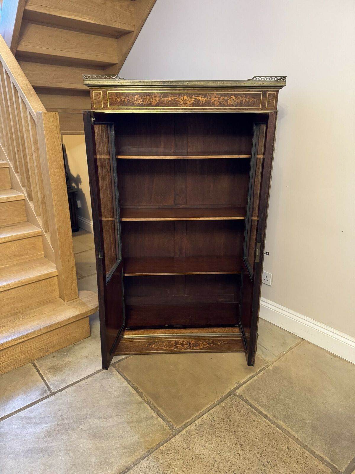 Superb Quality Antique Marquetry Inlaid Display Cabinet photo furniture