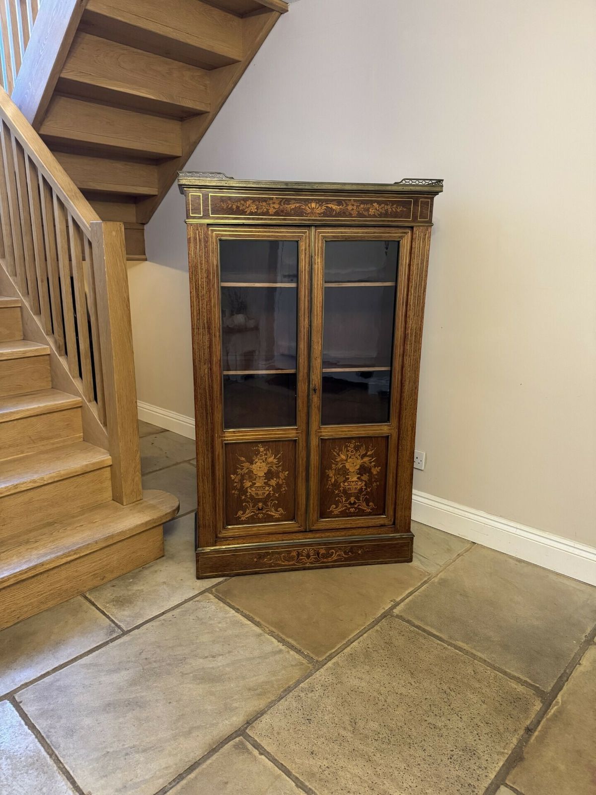 Superb Quality Antique Marquetry Inlaid Display Cabinet