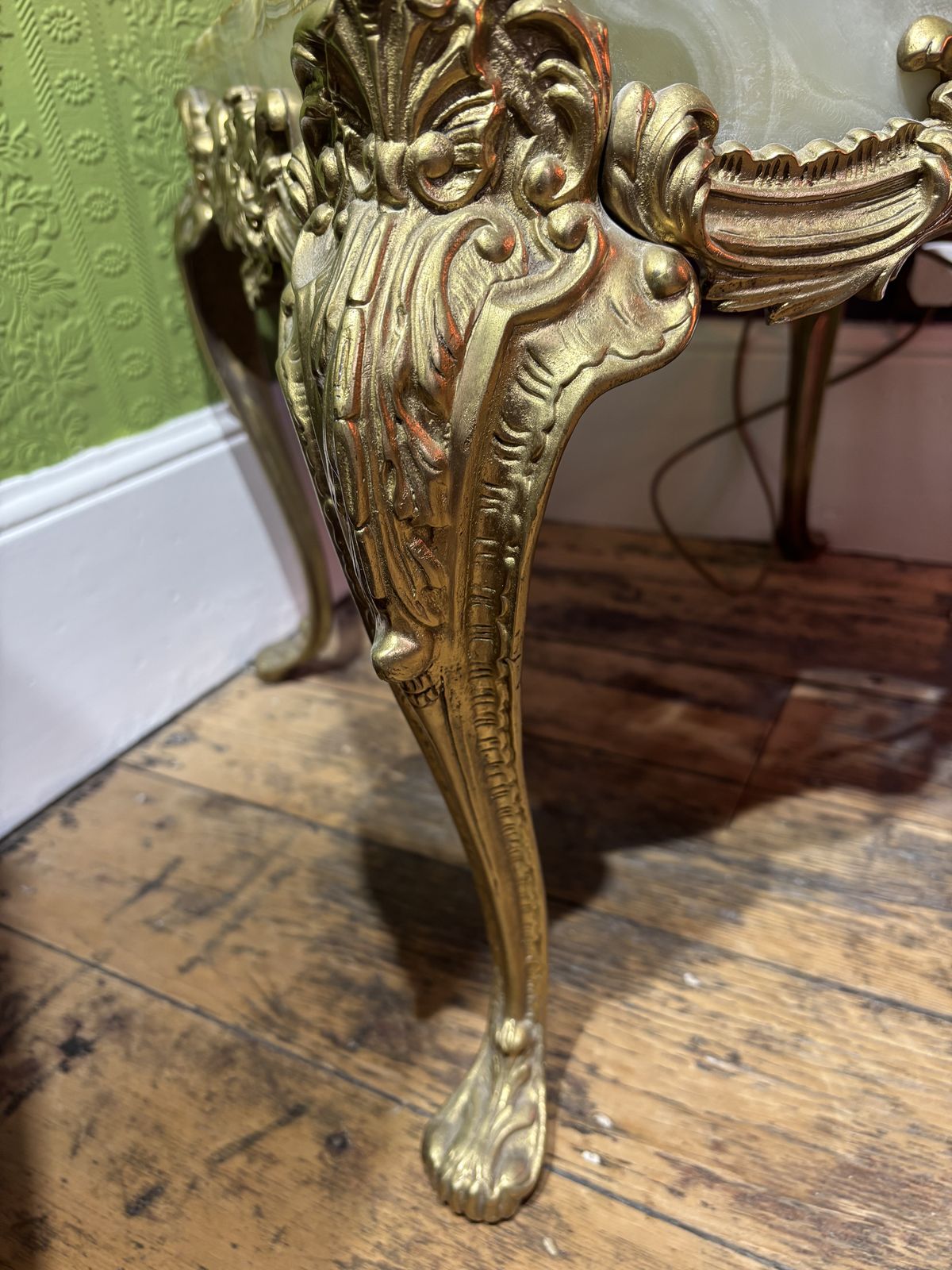 Mid Century Italian Marble Topped And Brass Side Table photo for sale