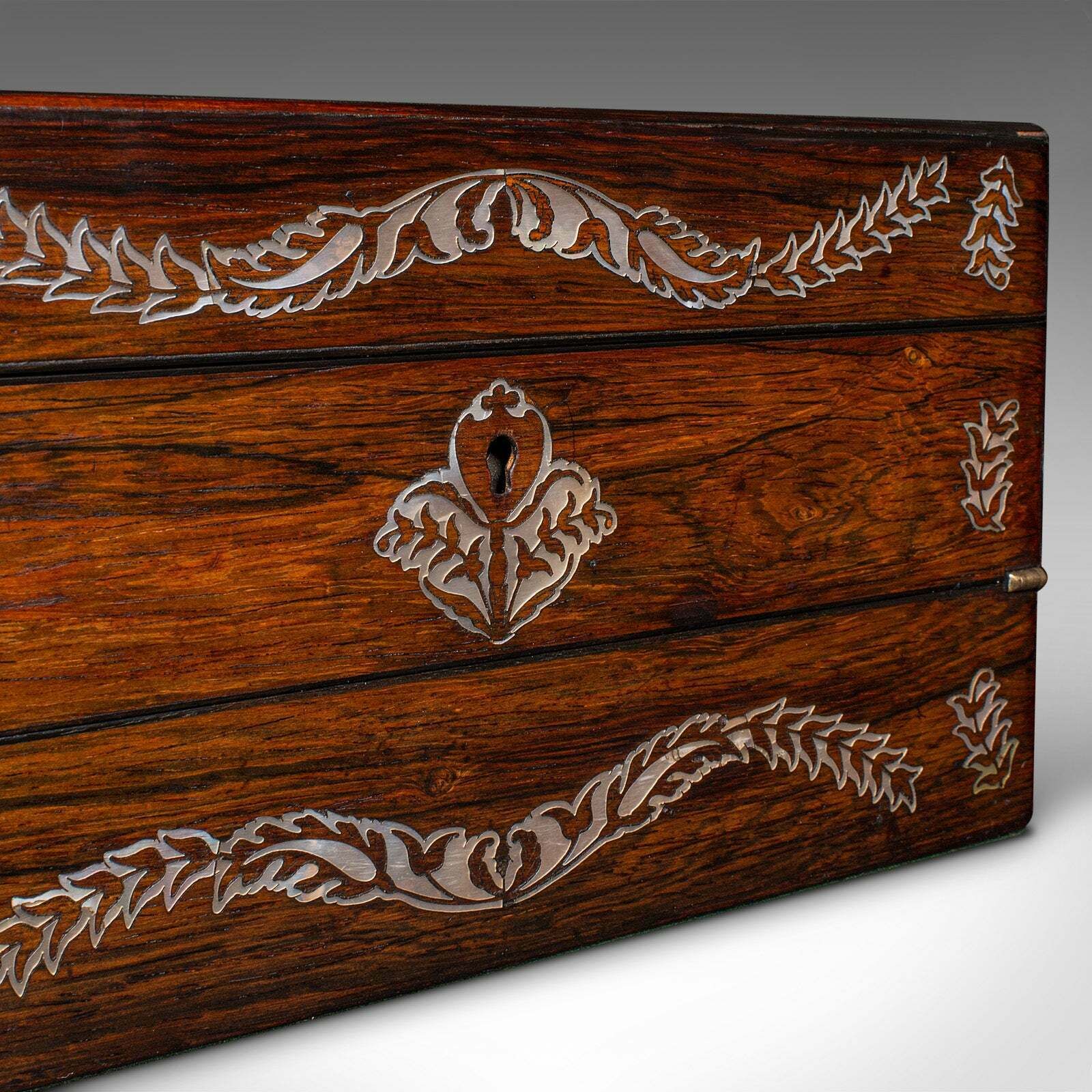 Home Decor Antique Ladies Travelling Box, English, Sewing Case, Writing Slope, Victorian photo