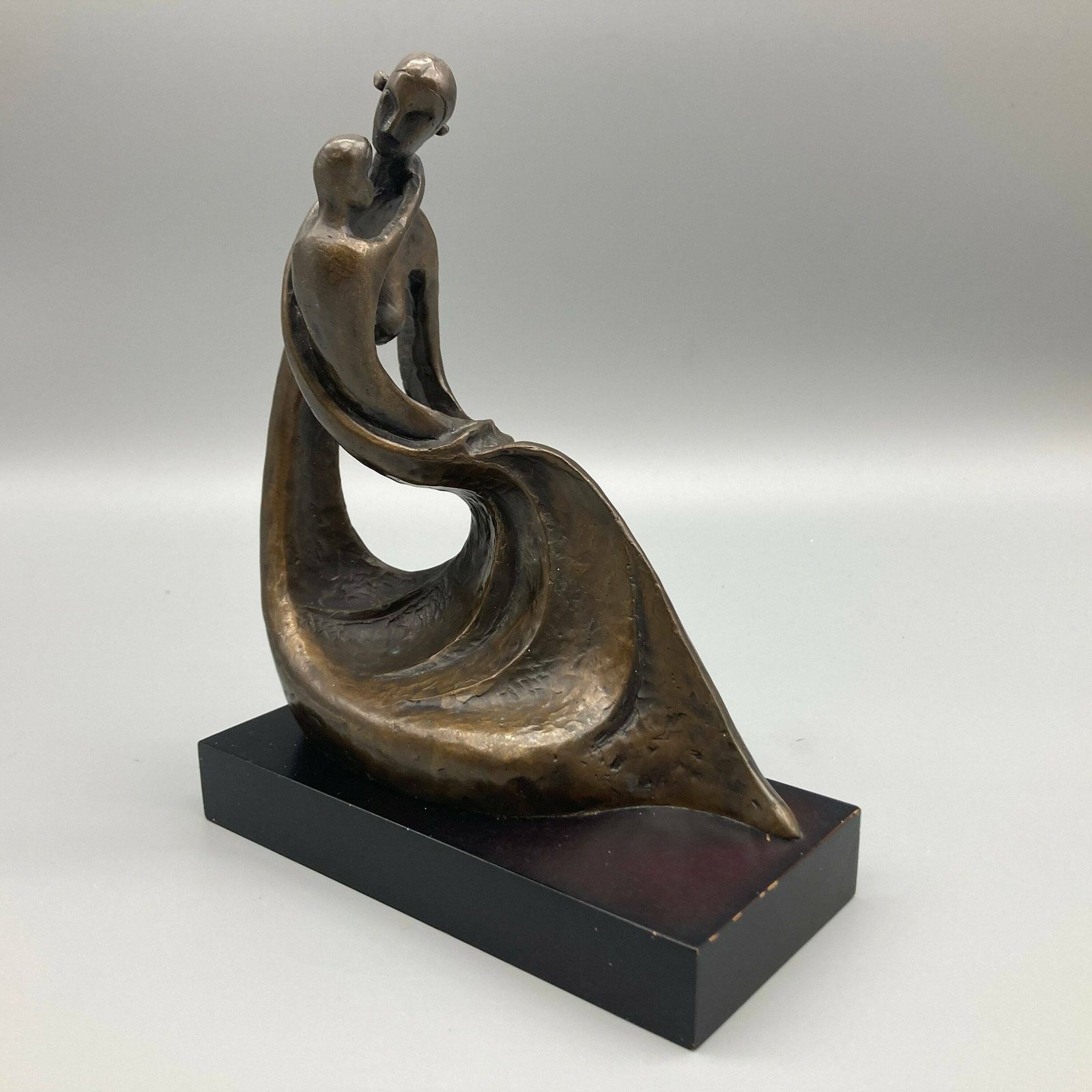Bernard Kim 'Mother And Child' Modernist Bronze Sculpture By Bronzart USA