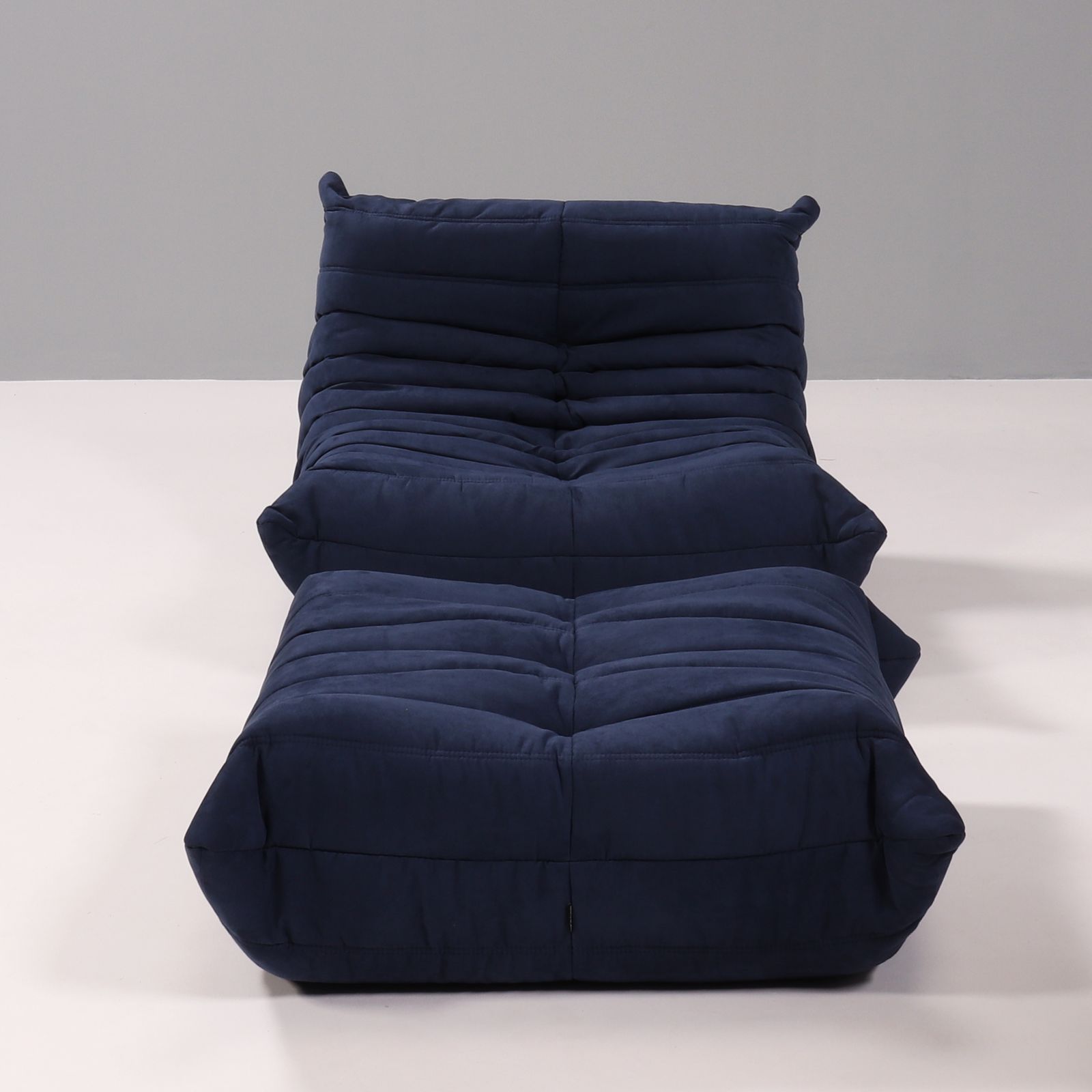 Furniture Ligne Roset By Michel Ducaroy Togo Blue Armchair And Footstool, Set Of Two photo