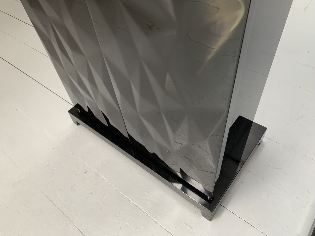 Pair Of Fendi Casa Drinks Bar Cabinets – In Gloss Black & Chrome photo vinterior