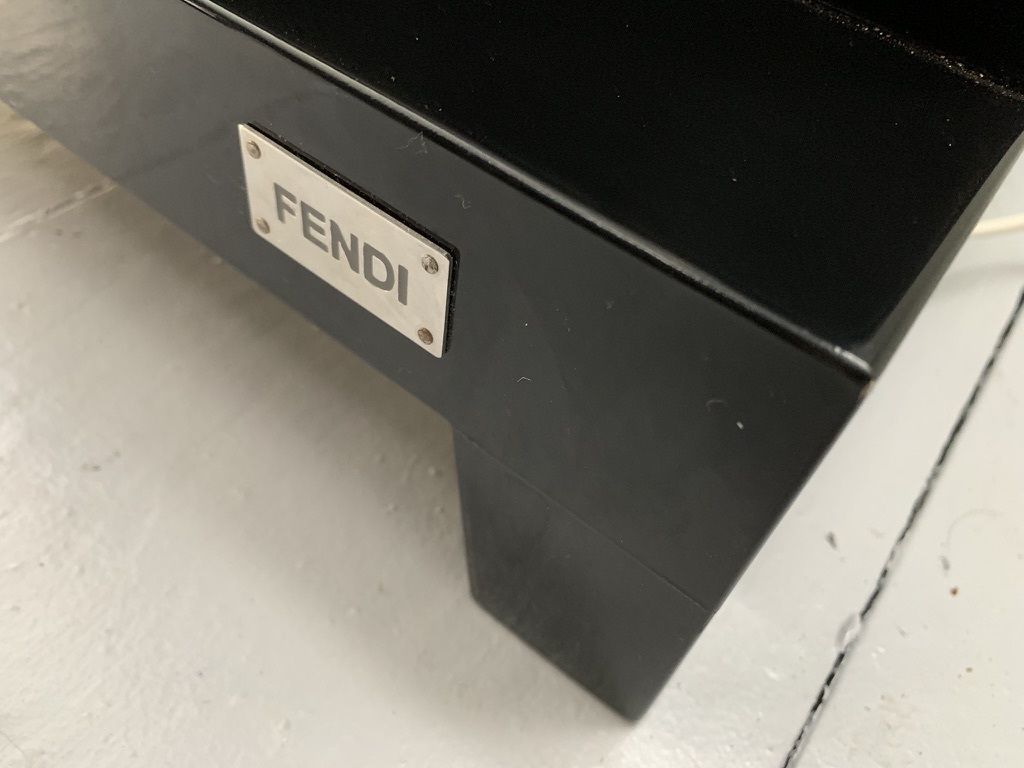 photo for sale Pair Of Fendi Casa Drinks Bar Cabinets – In Gloss Black & Chrome