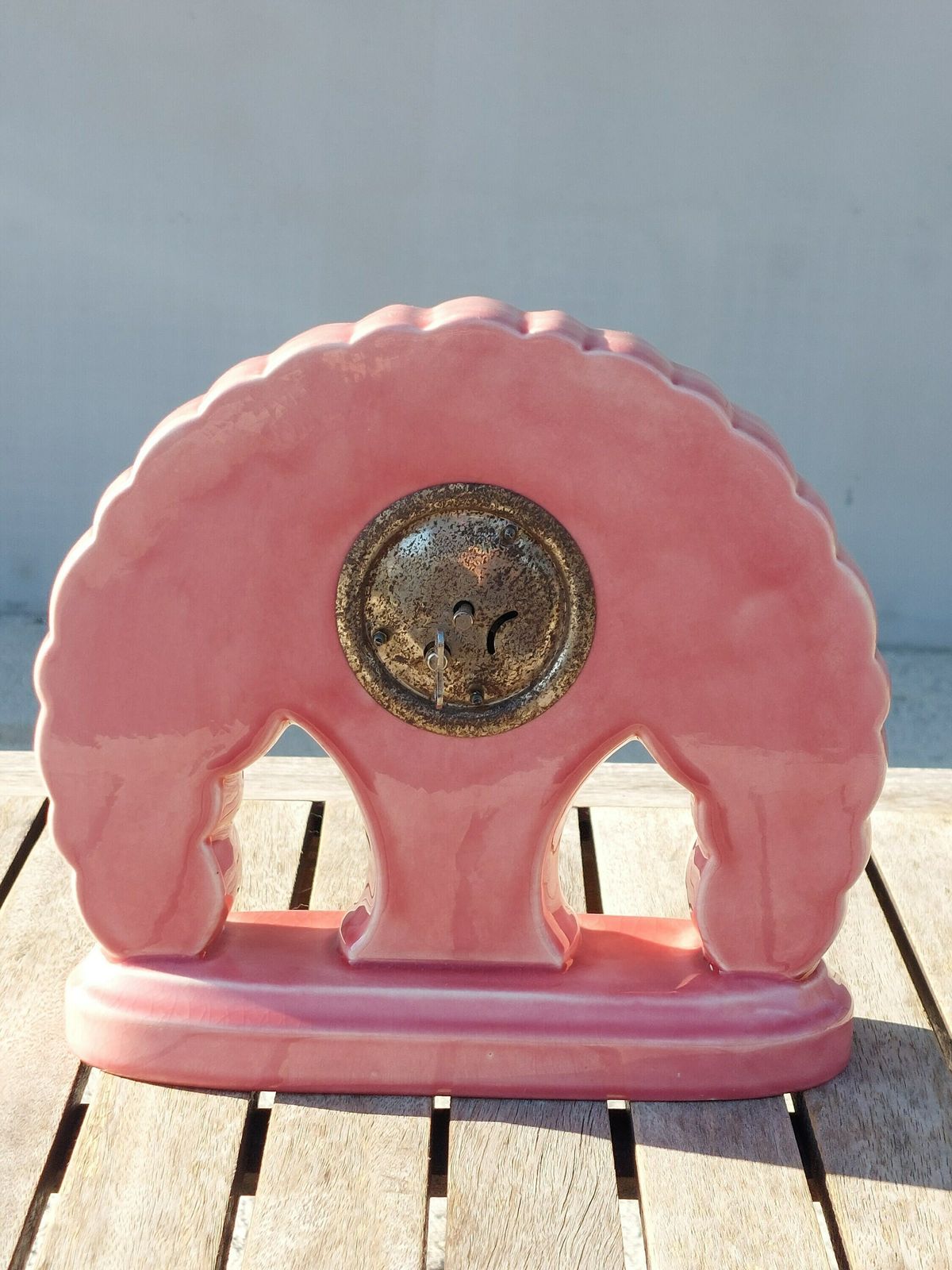 photo furniture French Art Nouveau / Majolica Floral Dresser Mantel Clock / Esdeve Sarreguemines Mantel Clock / Art Nouveau / France / 1890 1919