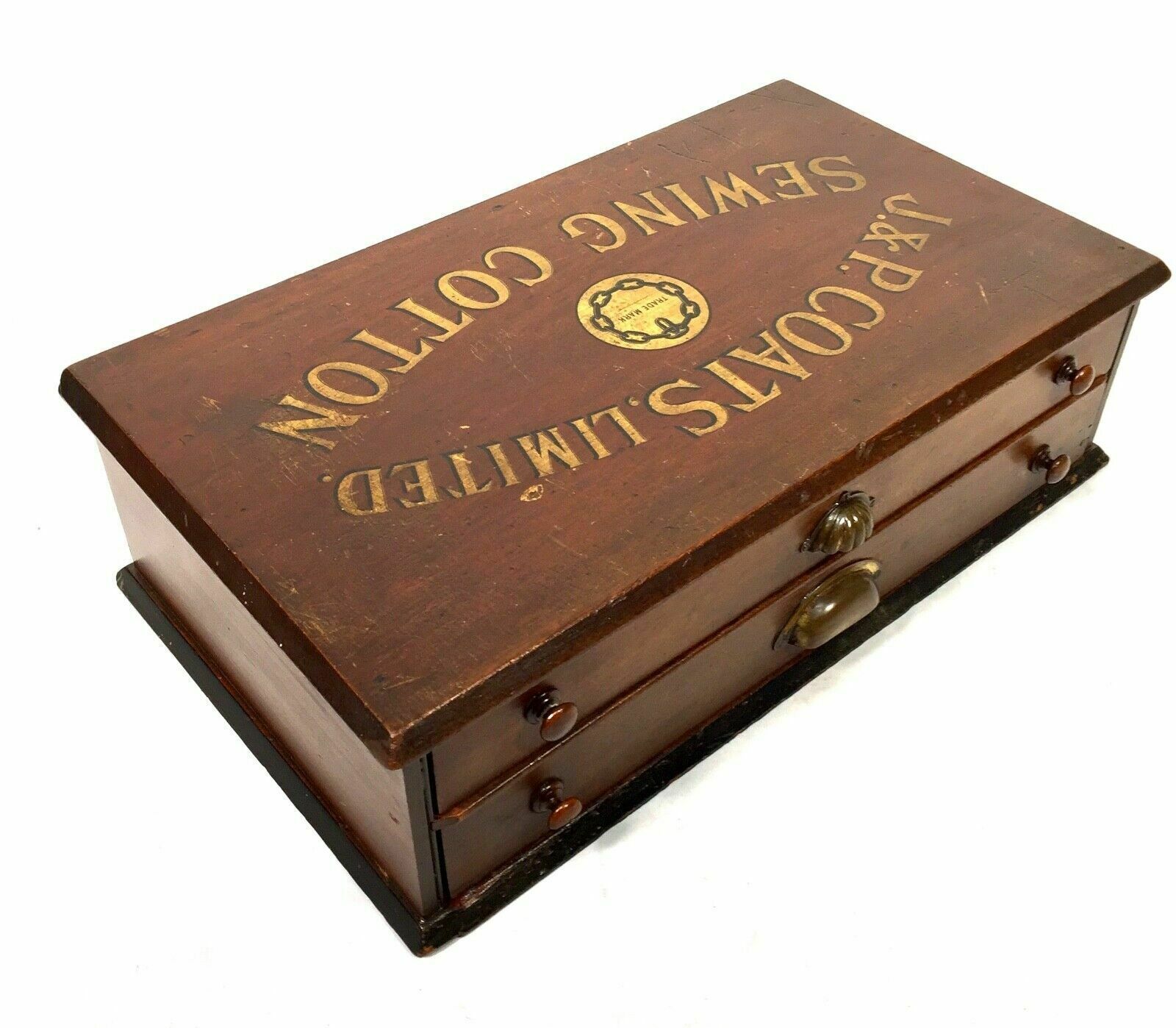 Antique Wooden Shop Display Sewing Cabinet For J & P Coats Spool Haberdashery photo furniture
